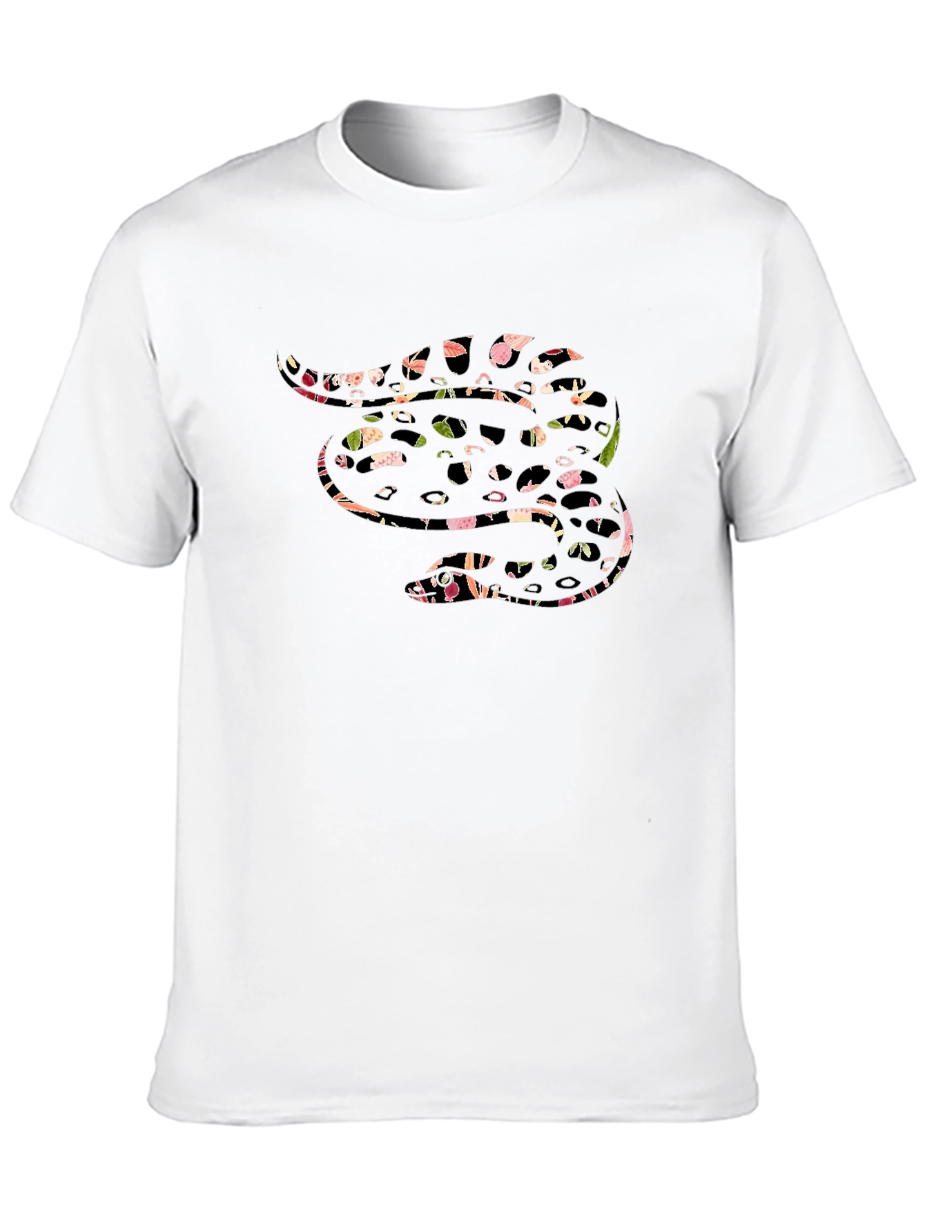 Abstract Snake Graphic Black T-Shirt