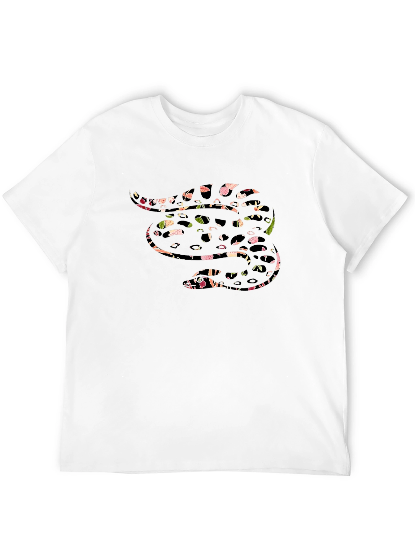 Abstract Snake Graphic Black T-Shirt