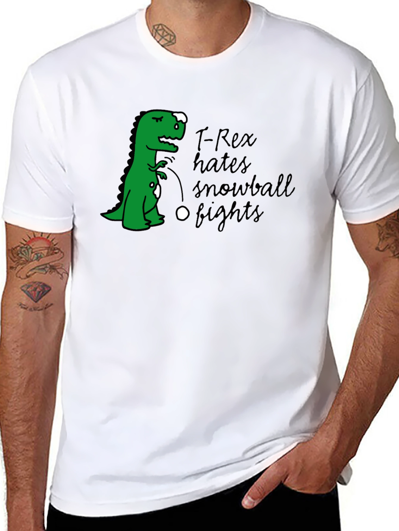 T-Rex Hates Snowball Fights Graphic T-Shirt