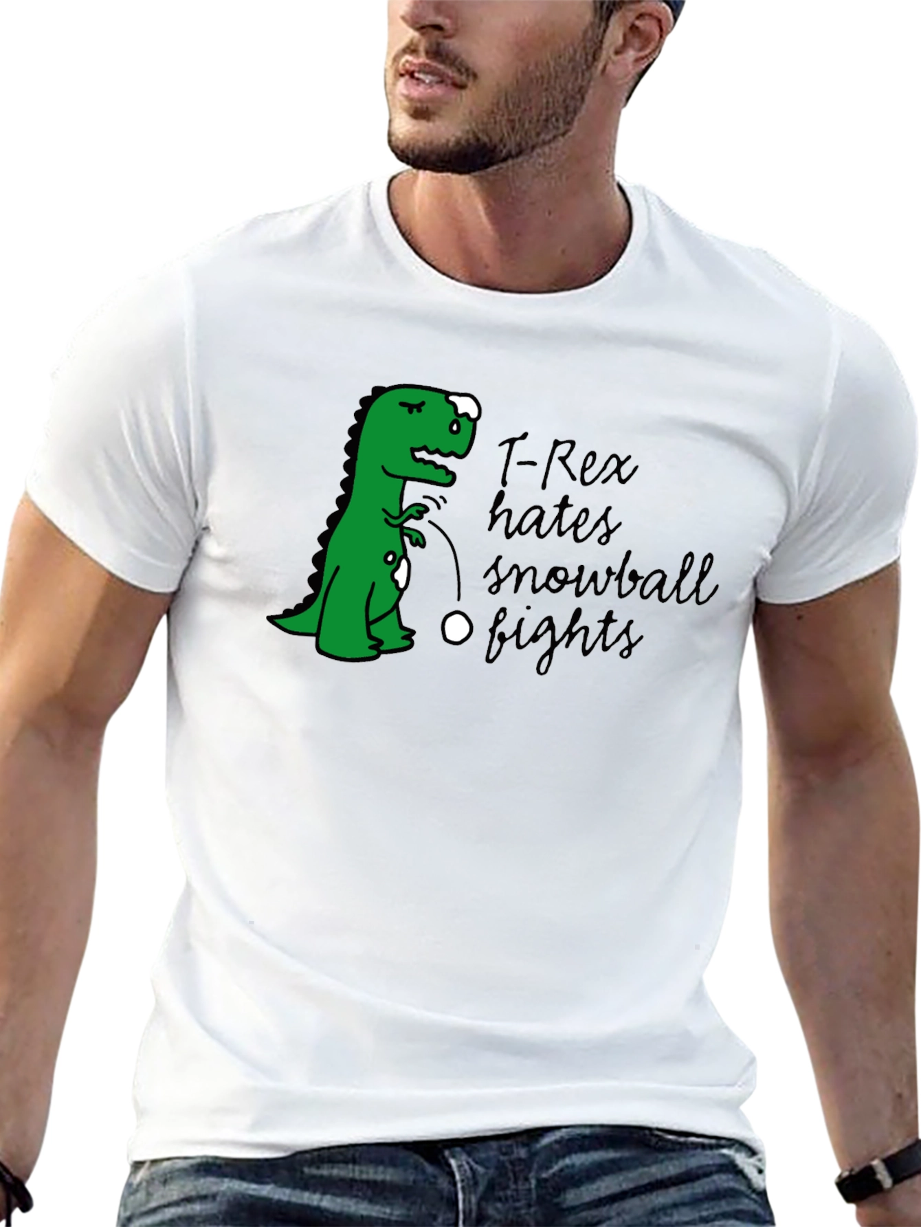 T-Rex Hates Snowball Fights Graphic T-Shirt