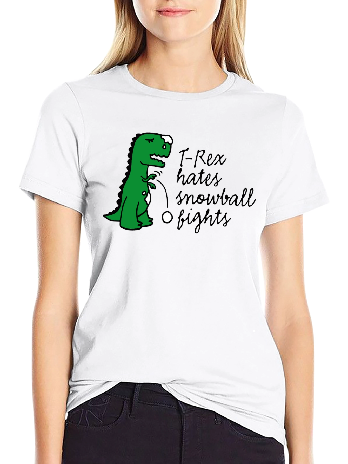 T-Rex Hates Snowball Fights Graphic T-Shirt