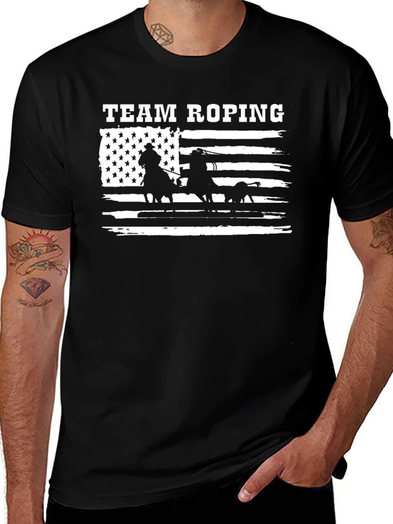 Team Roping American Flag Graphic Tee