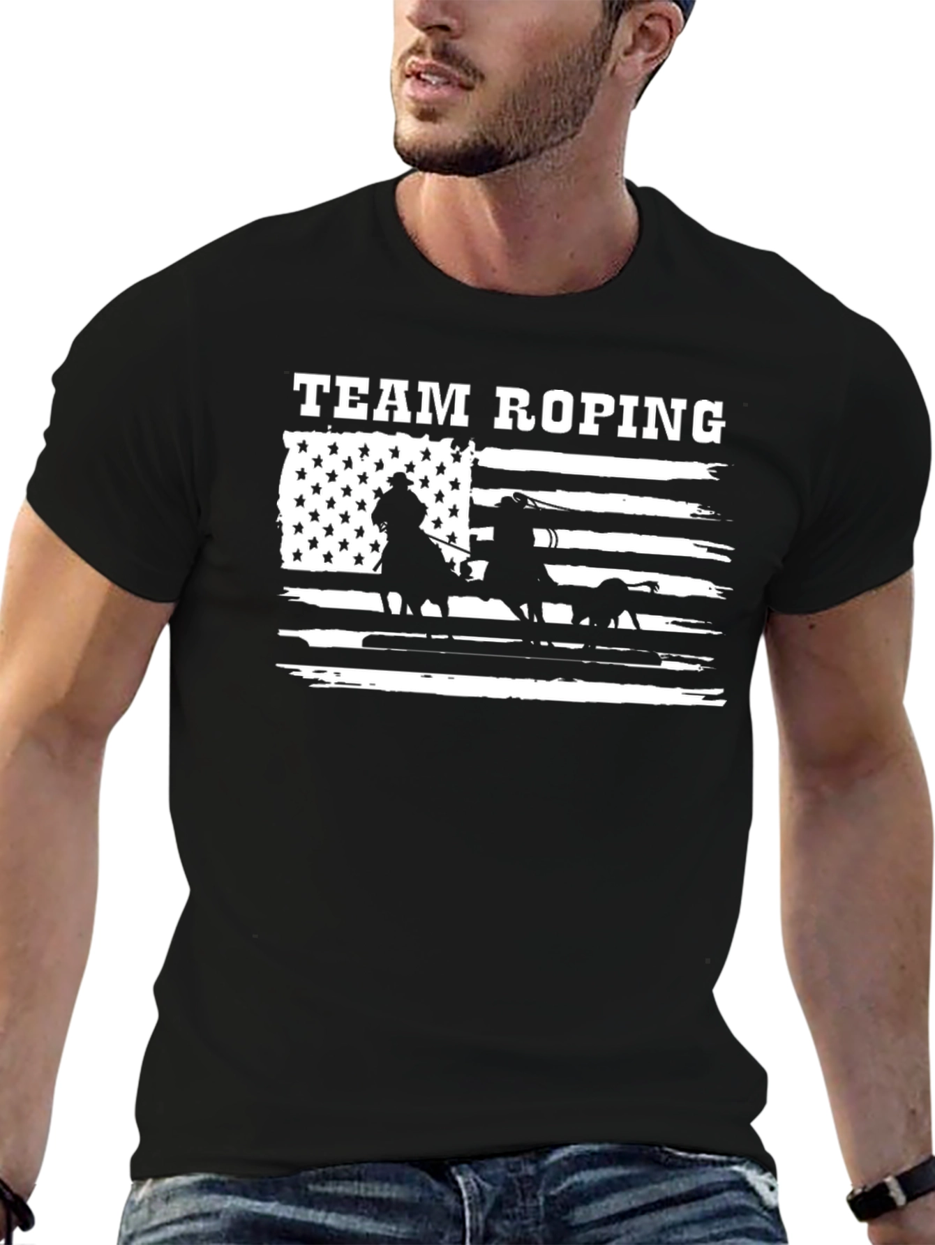 Team Roping American Flag Graphic Tee