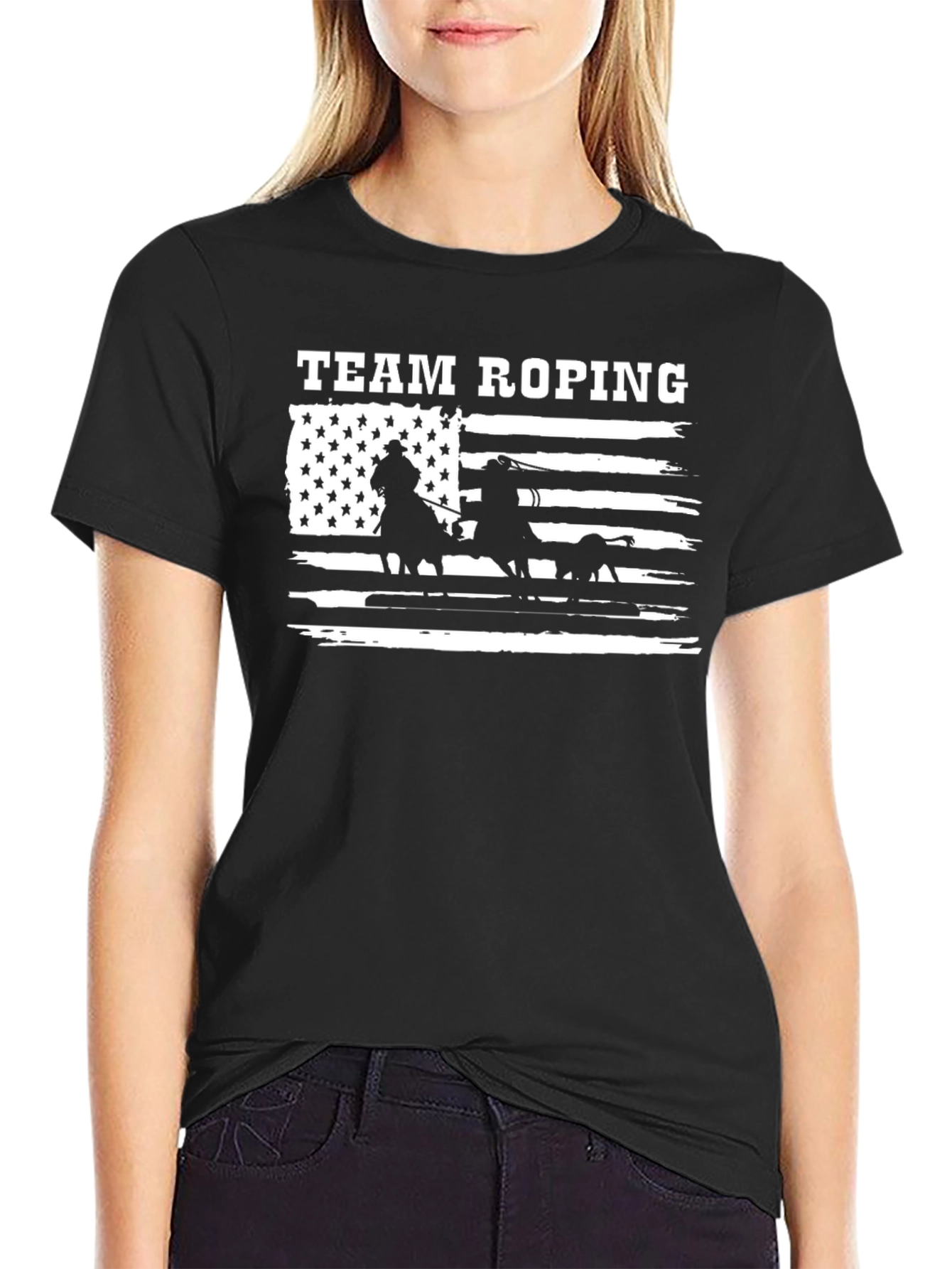 Team Roping American Flag Graphic Tee