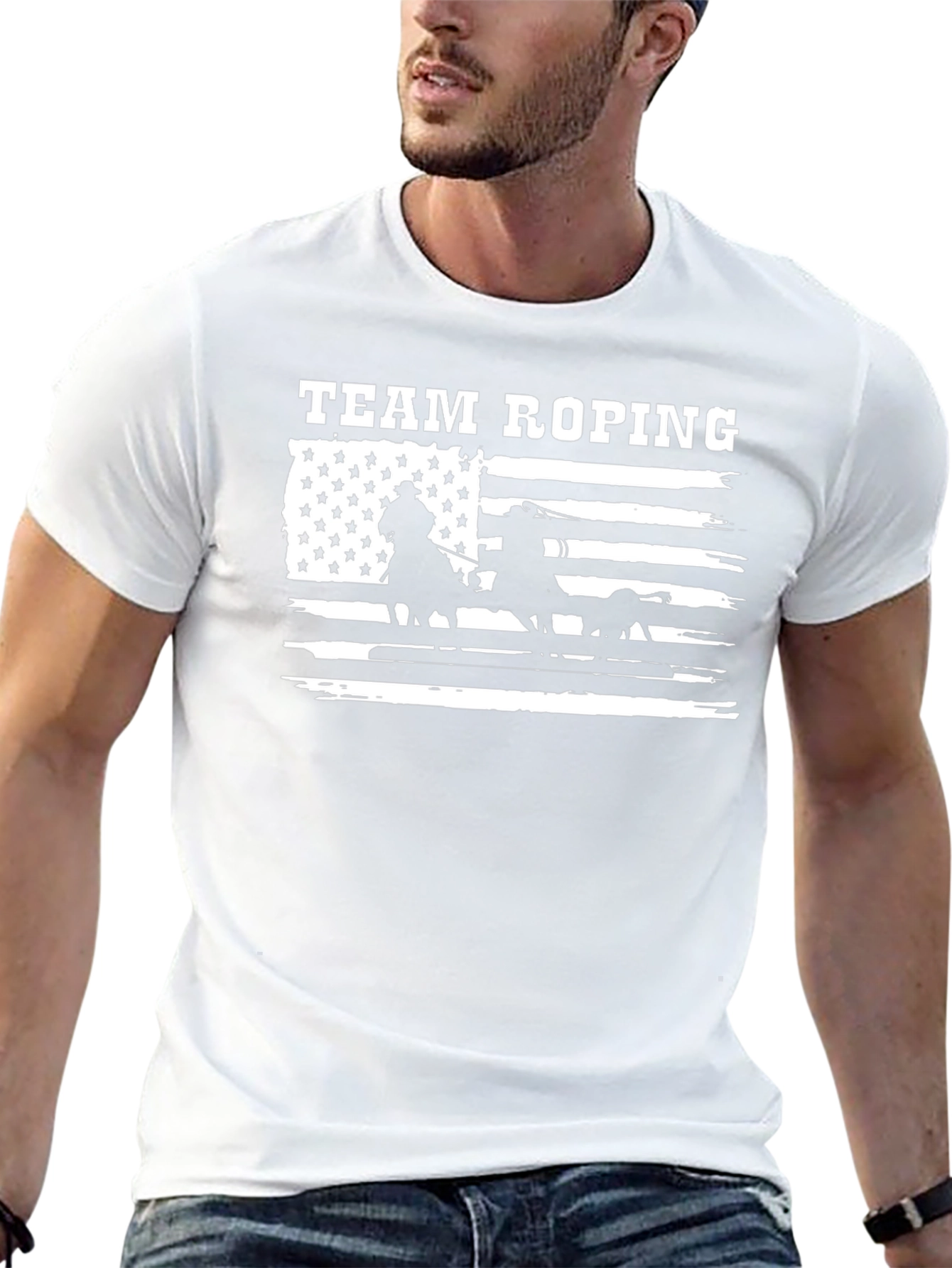 Team Roping American Flag Graphic Tee
