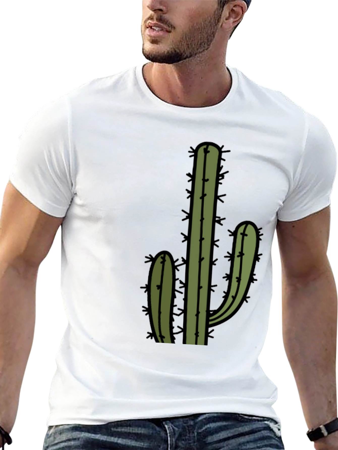 Cactus Graphic Tee - Black Cotton Blend Casual Wear
