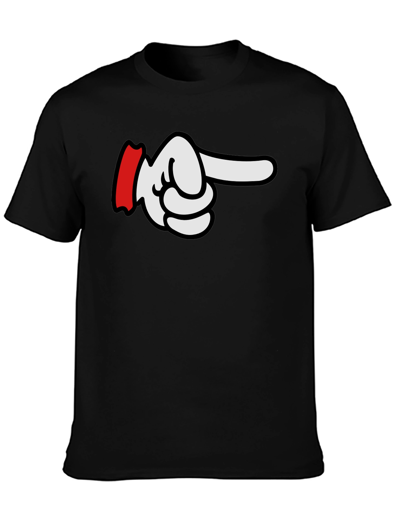 Cartoon Pointing Hand T-Shirt - Classic Black Tee
