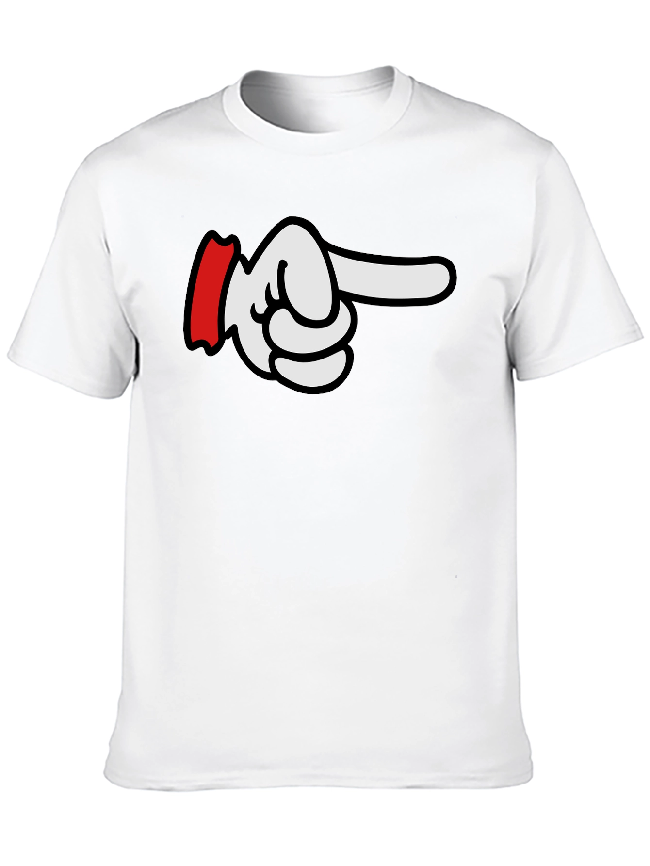 Cartoon Pointing Hand T-Shirt - Classic Black Tee