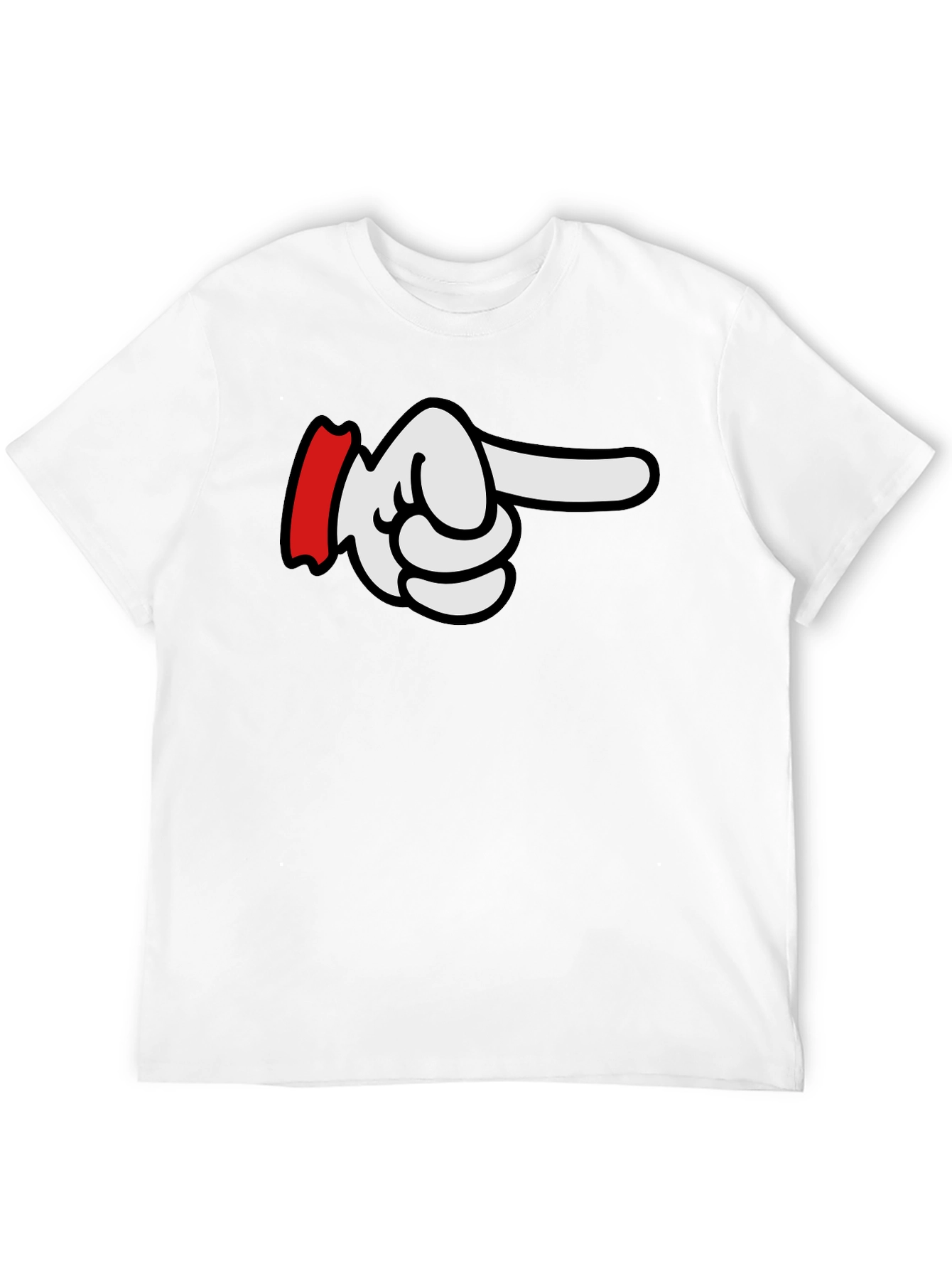 Cartoon Pointing Hand T-Shirt - Classic Black Tee
