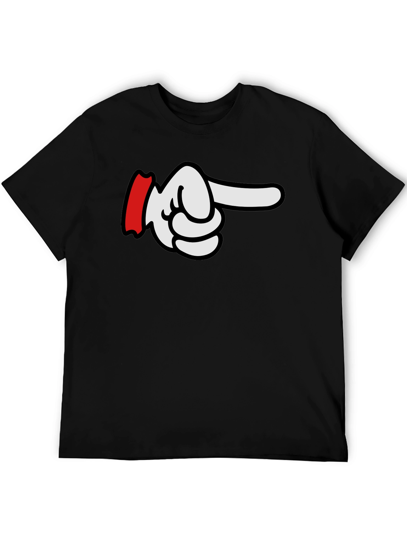 Cartoon Pointing Hand T-Shirt - Classic Black Tee