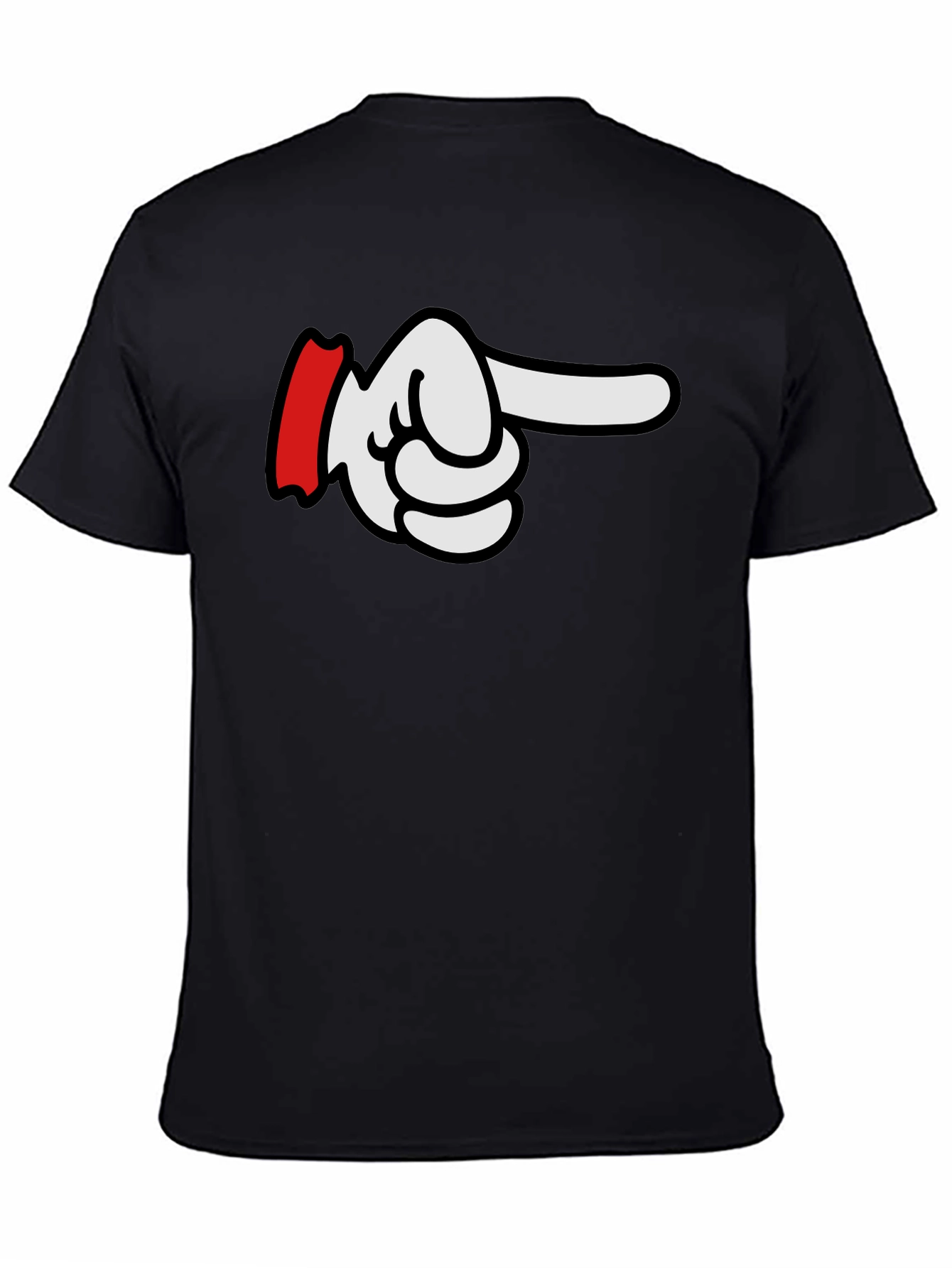 Cartoon Pointing Hand T-Shirt - Classic Black Tee