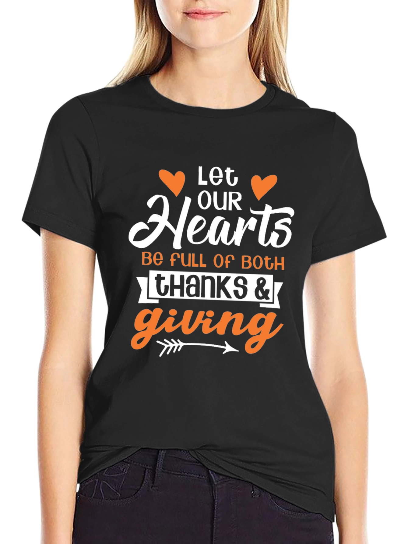Thanksgiving Hearts T-Shirt - Black