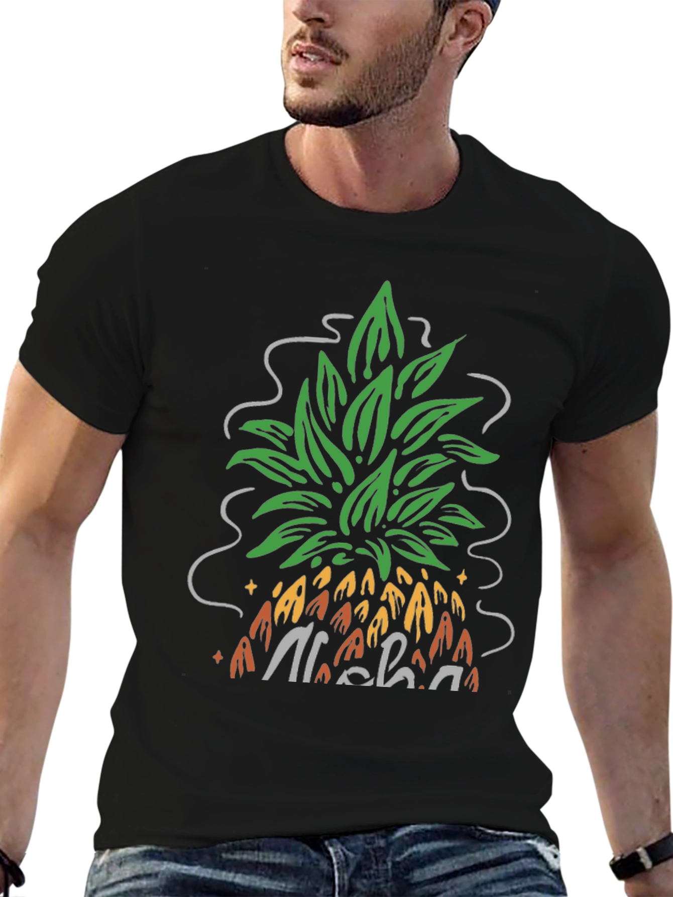 Aloha Pineapple Graphic Tee - Black