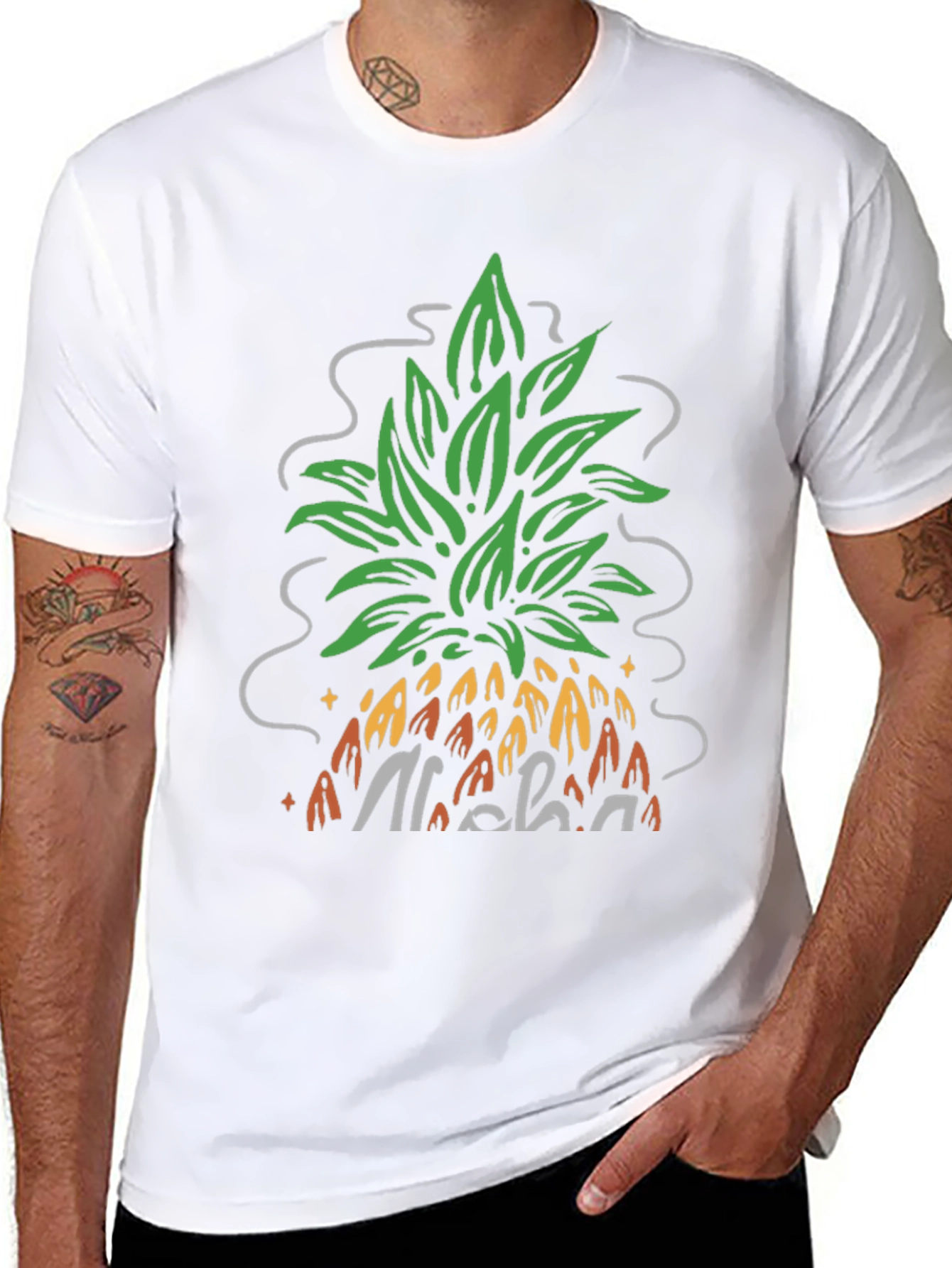 Aloha Pineapple Graphic Tee - Black