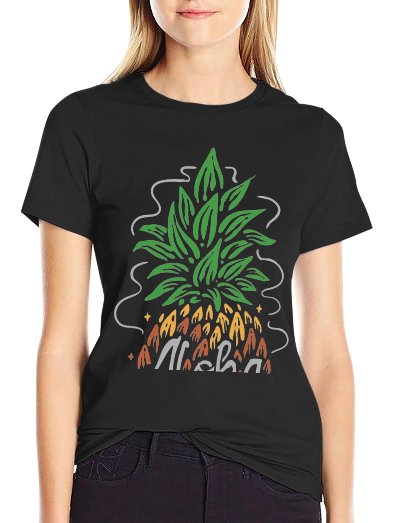 Aloha Pineapple Graphic Tee - Black