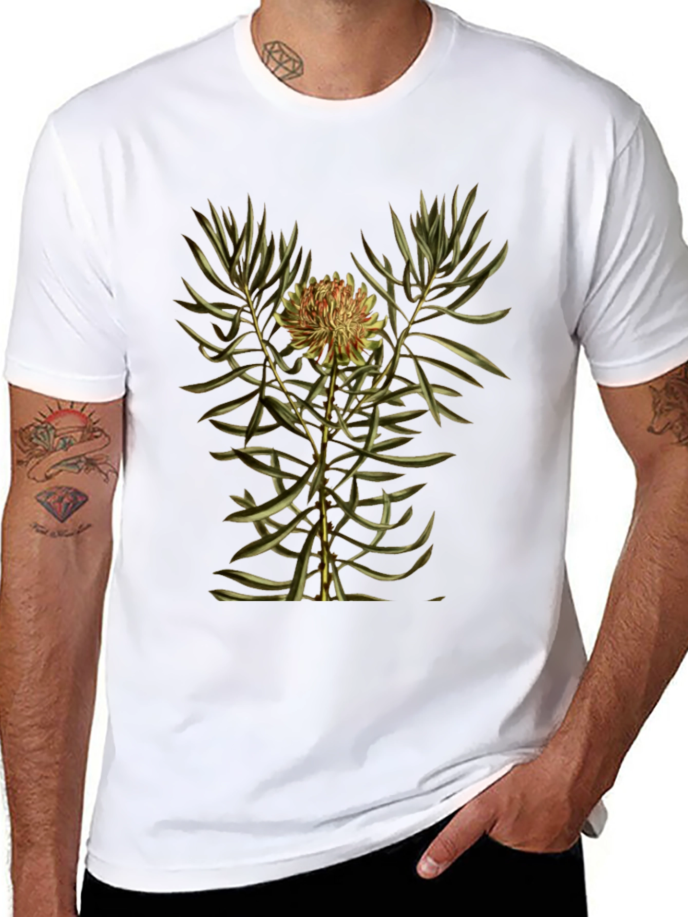 Botanical Print Black T-Shirt