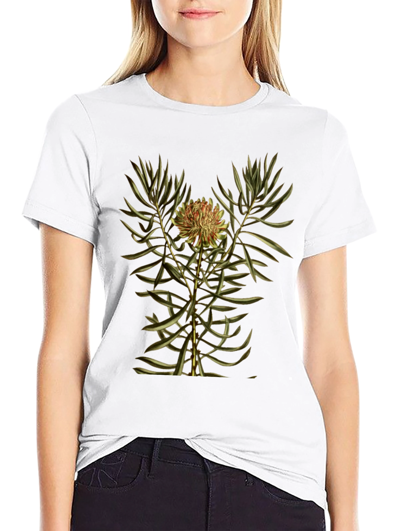 Botanical Print Black T-Shirt