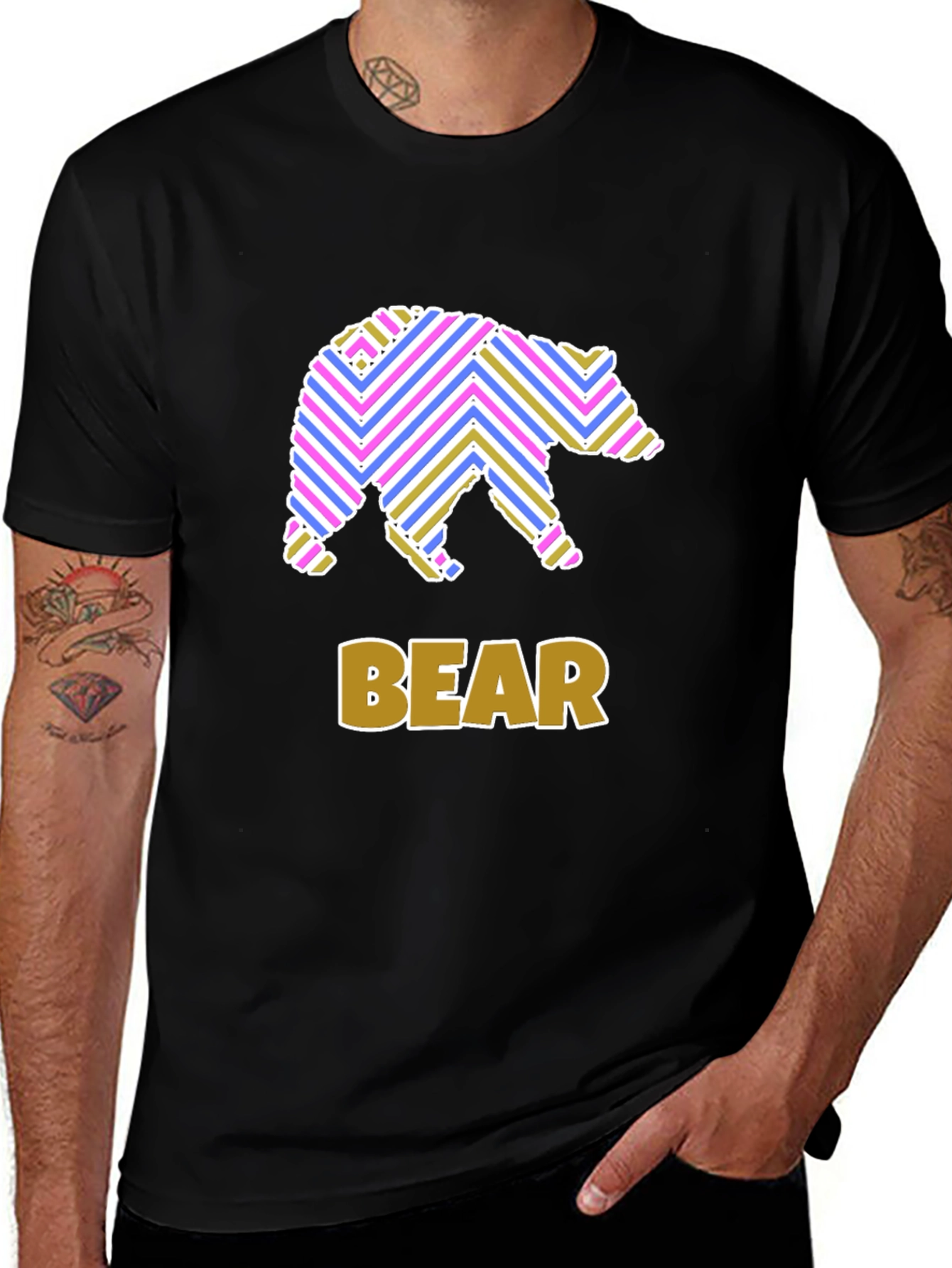 Stripped Bear Graphic T-Shirt
