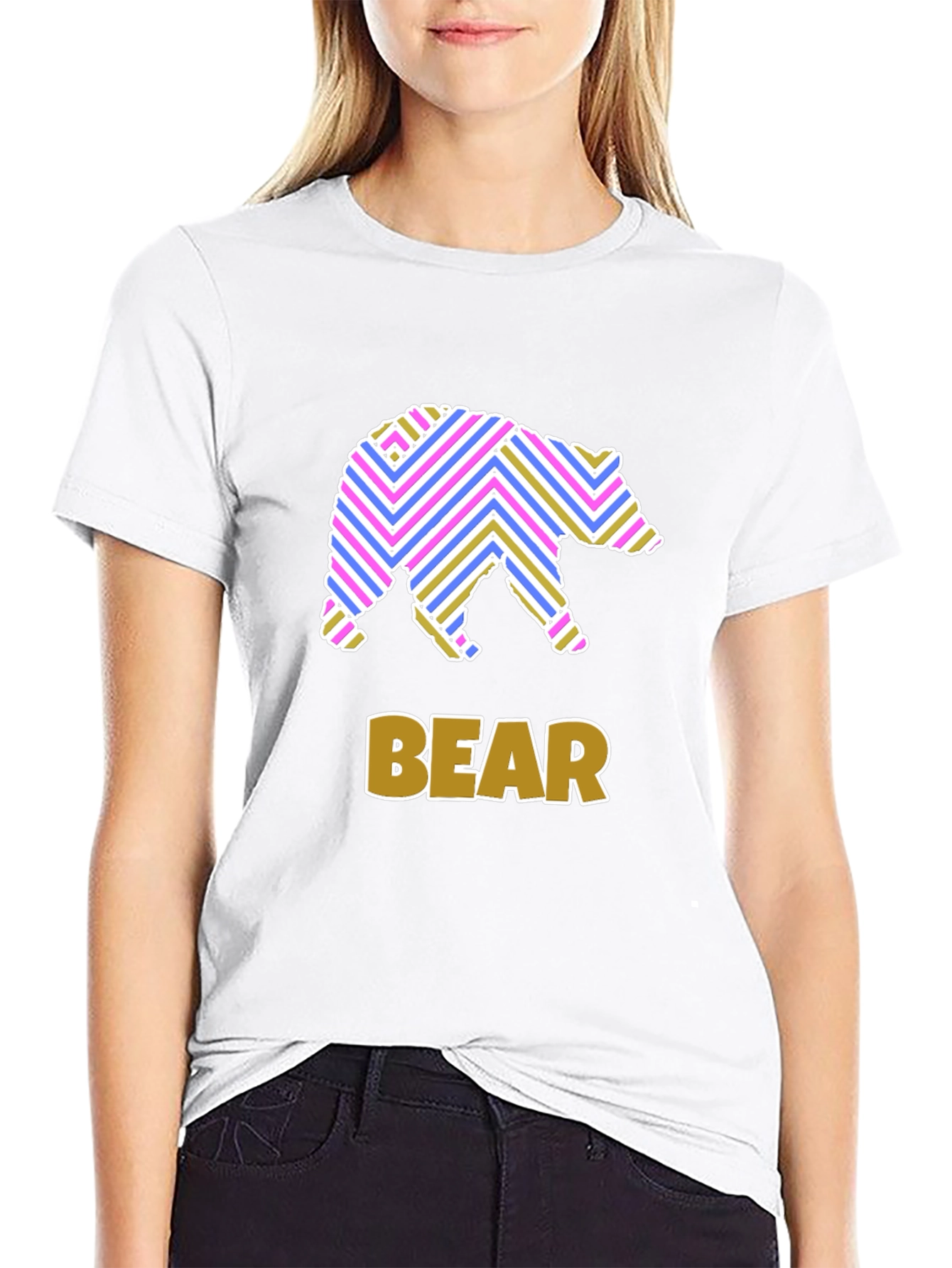 Stripped Bear Graphic T-Shirt