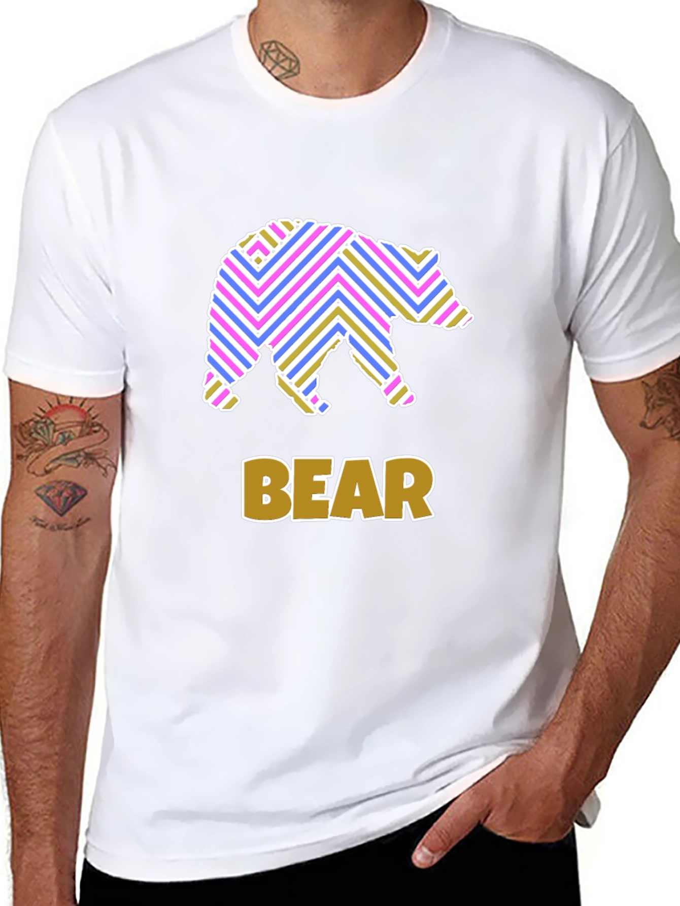 Stripped Bear Graphic T-Shirt