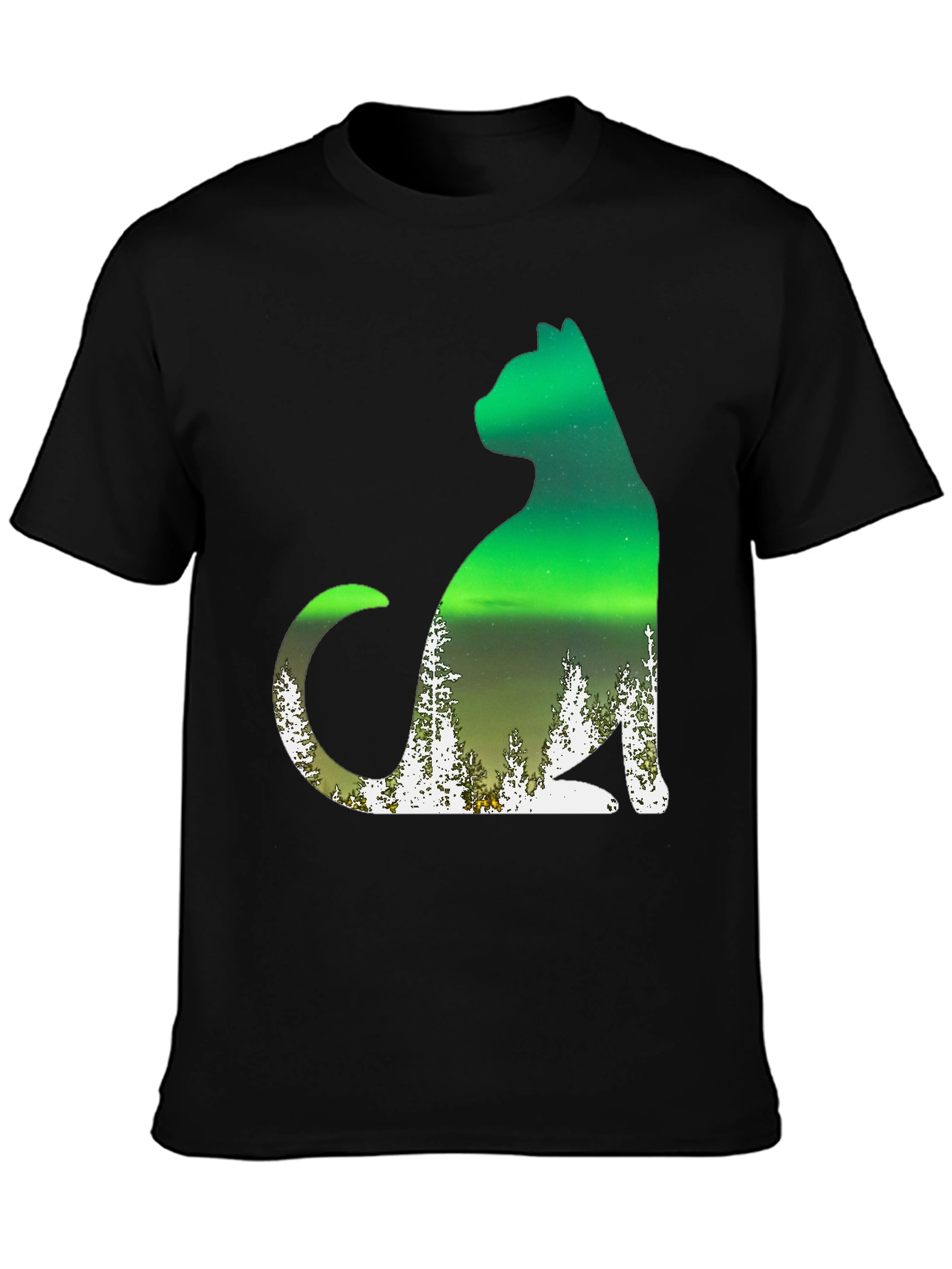 Aurora Cat Graphic Tee - Black