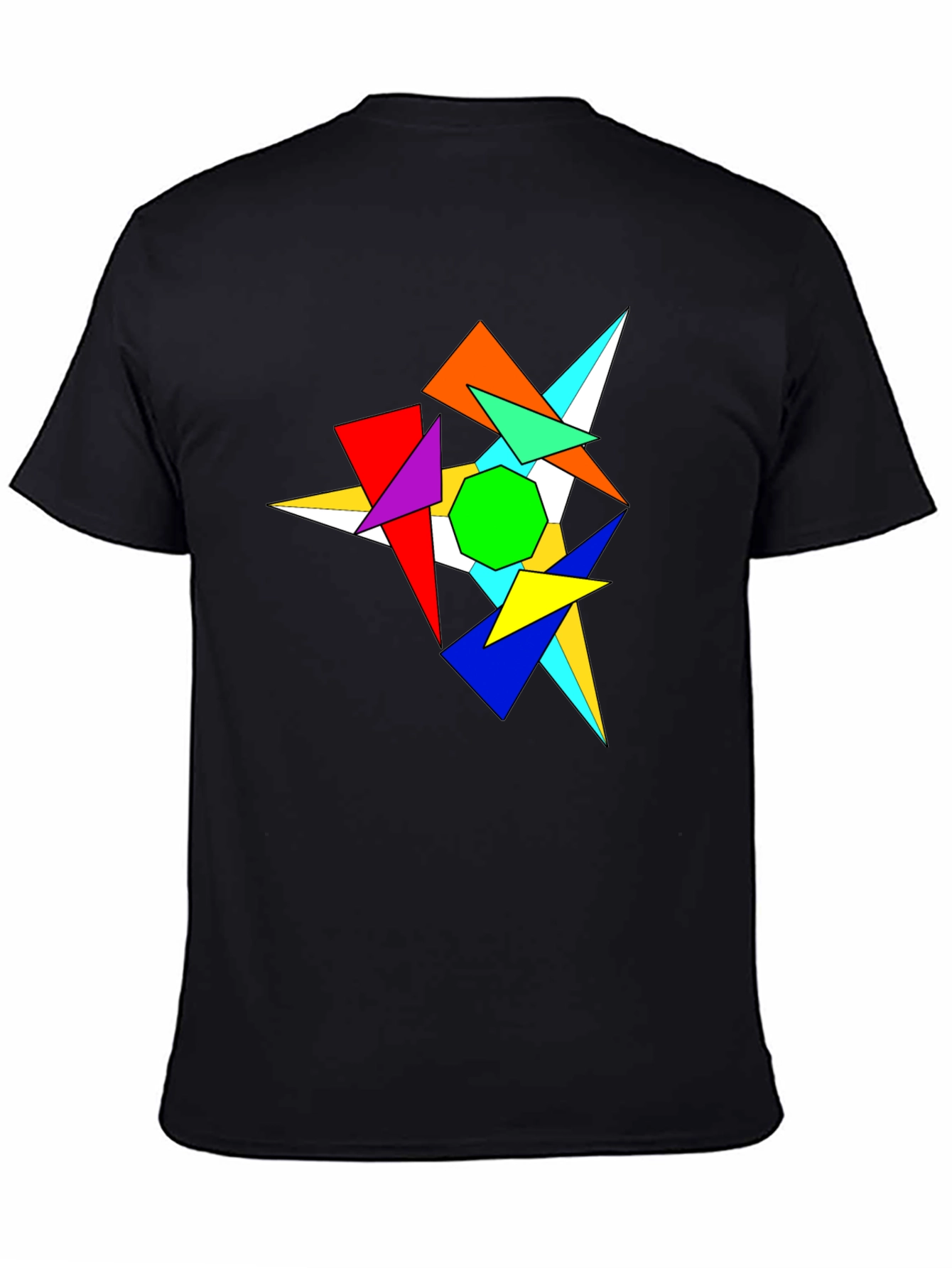 Abstract Geometric Graphic Print Black T-Shirt