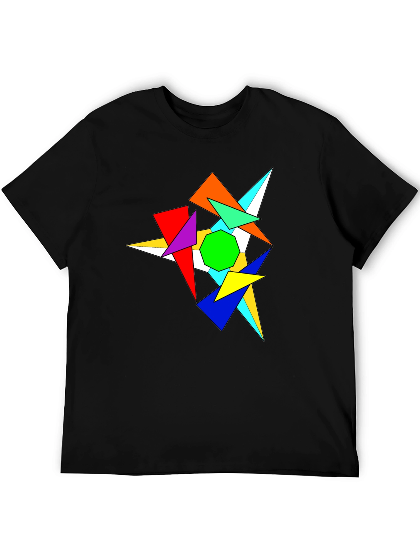 Abstract Geometric Graphic Print Black T-Shirt