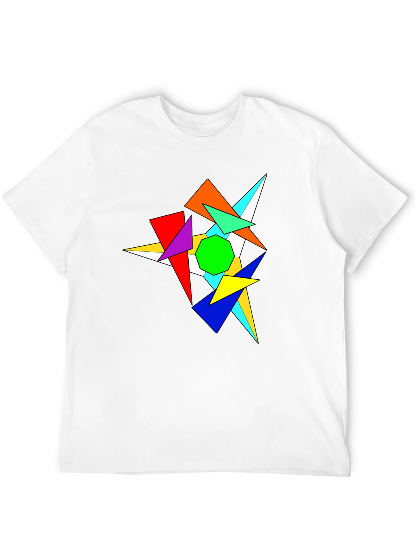 Abstract Geometric Graphic Print Black T-Shirt