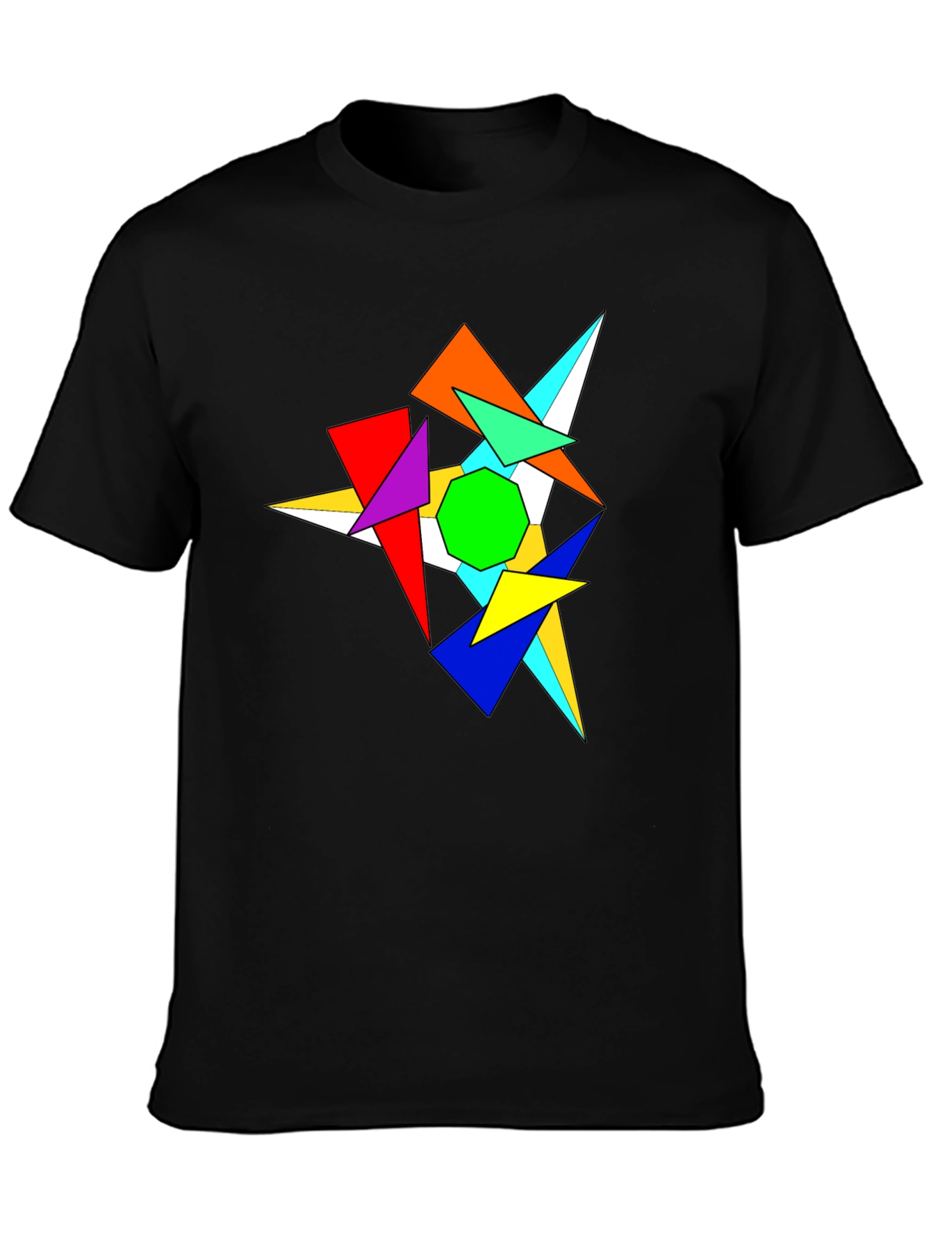 Abstract Geometric Graphic Print Black T-Shirt