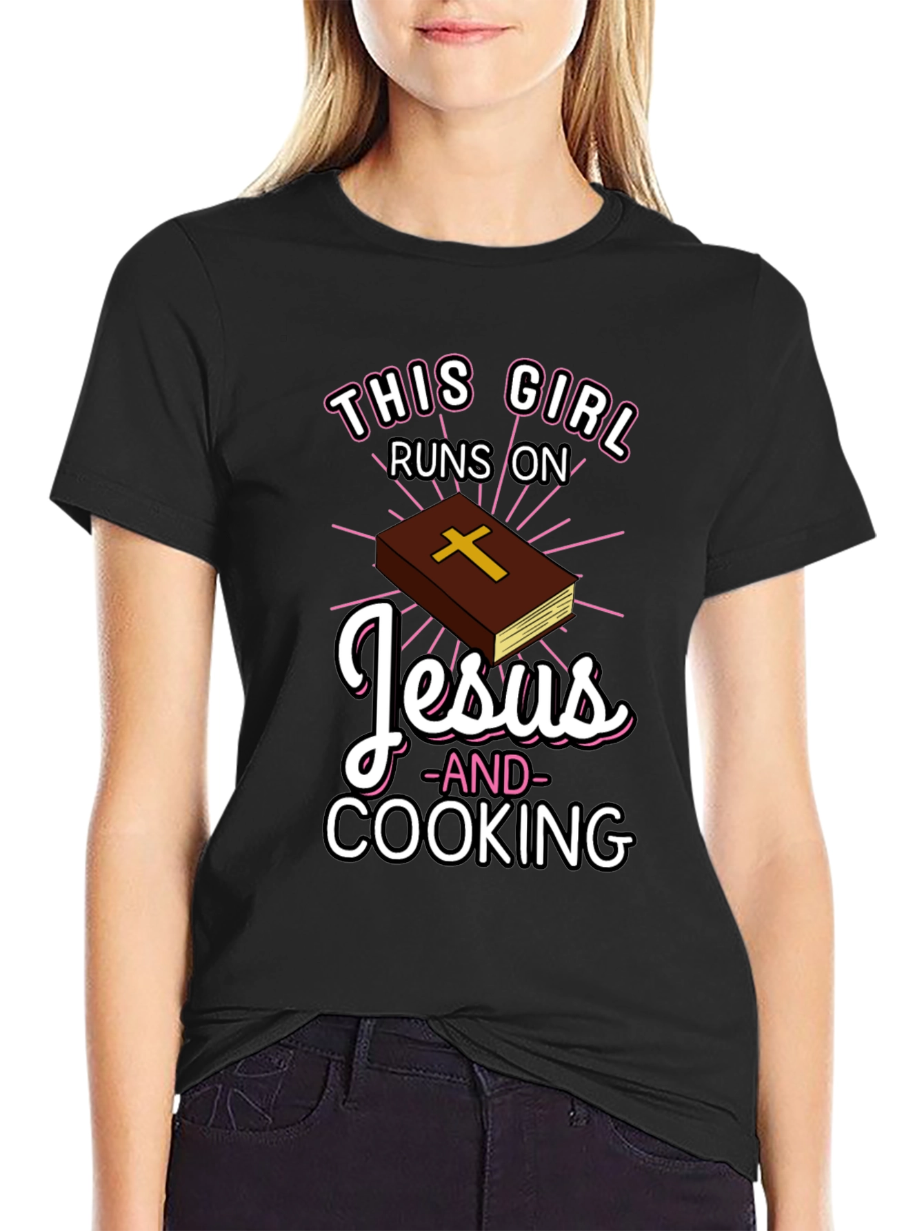 This Girl Runs on Jesus and Cooking T-Shirt