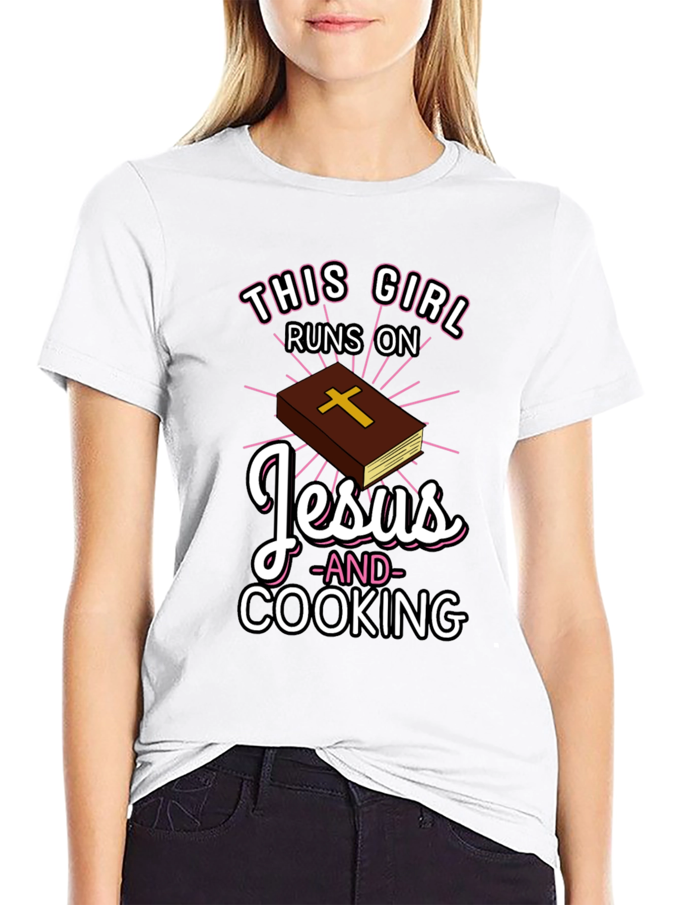 This Girl Runs on Jesus and Cooking T-Shirt