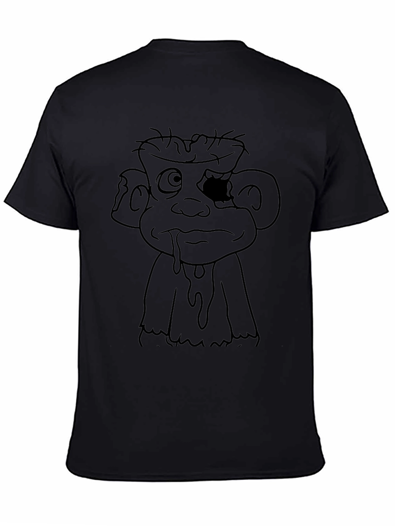 Zombie Cartoon Graphic Black T-Shirt
