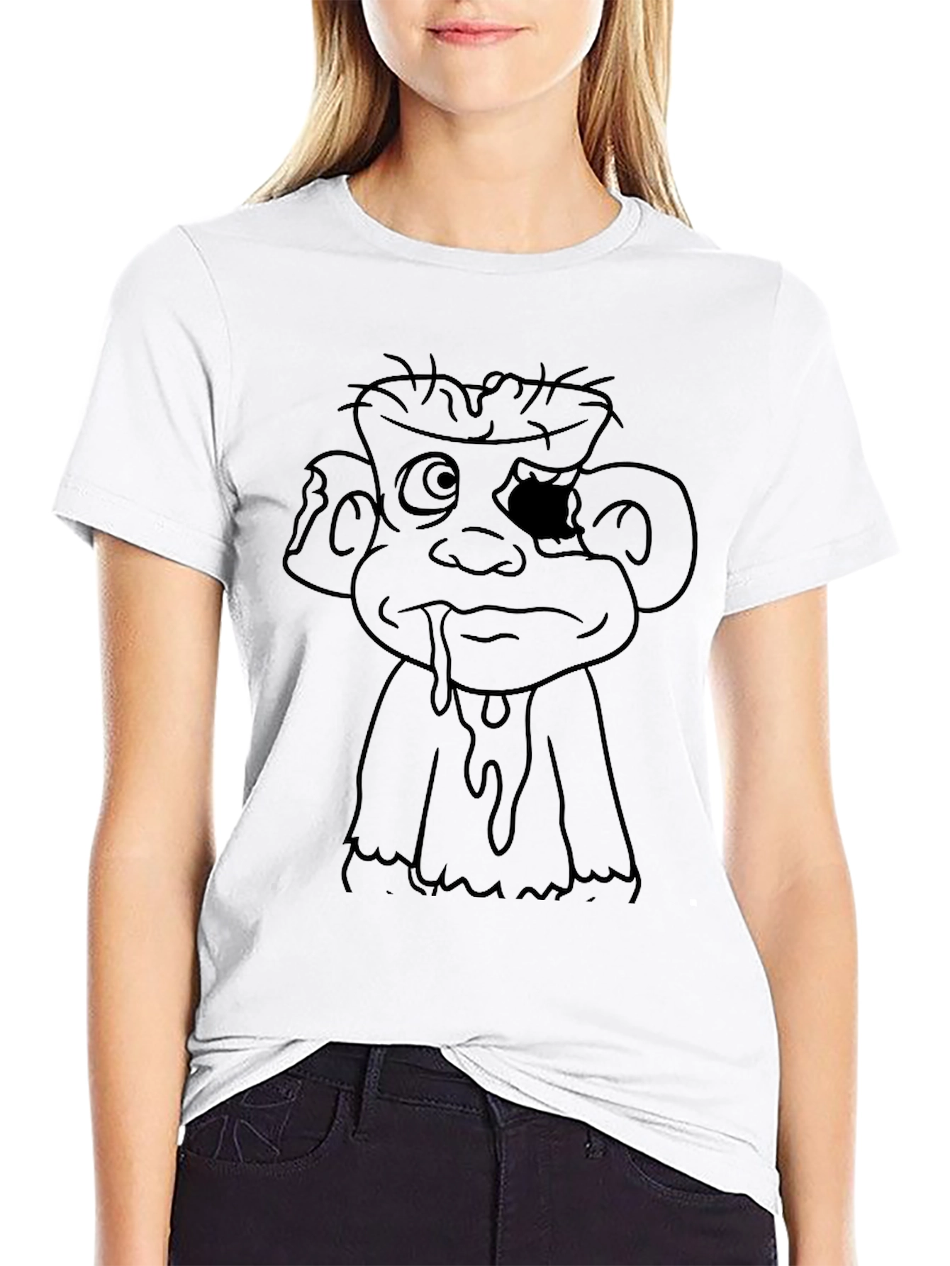 Zombie Cartoon Graphic Black T-Shirt