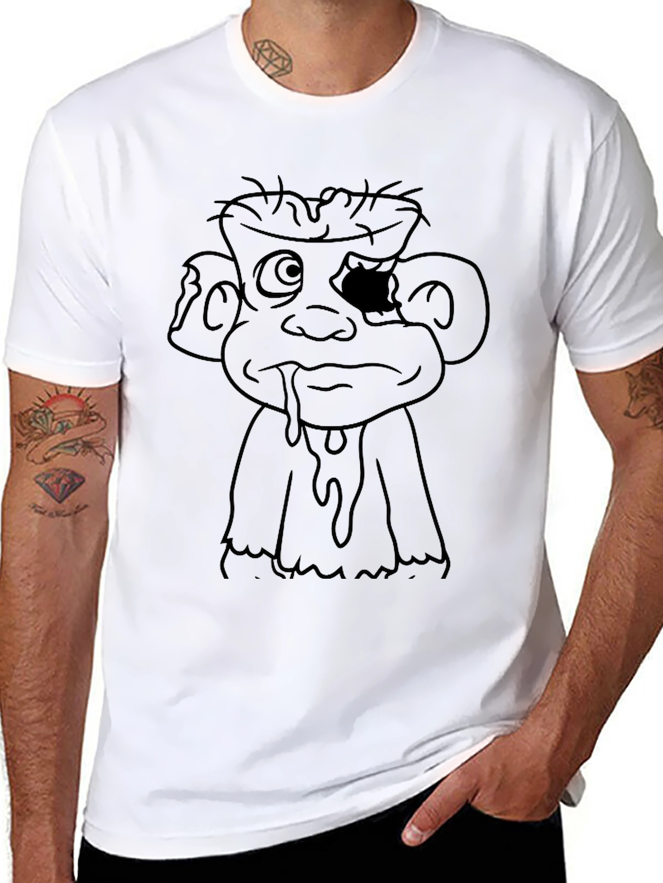 Zombie Cartoon Graphic Black T-Shirt