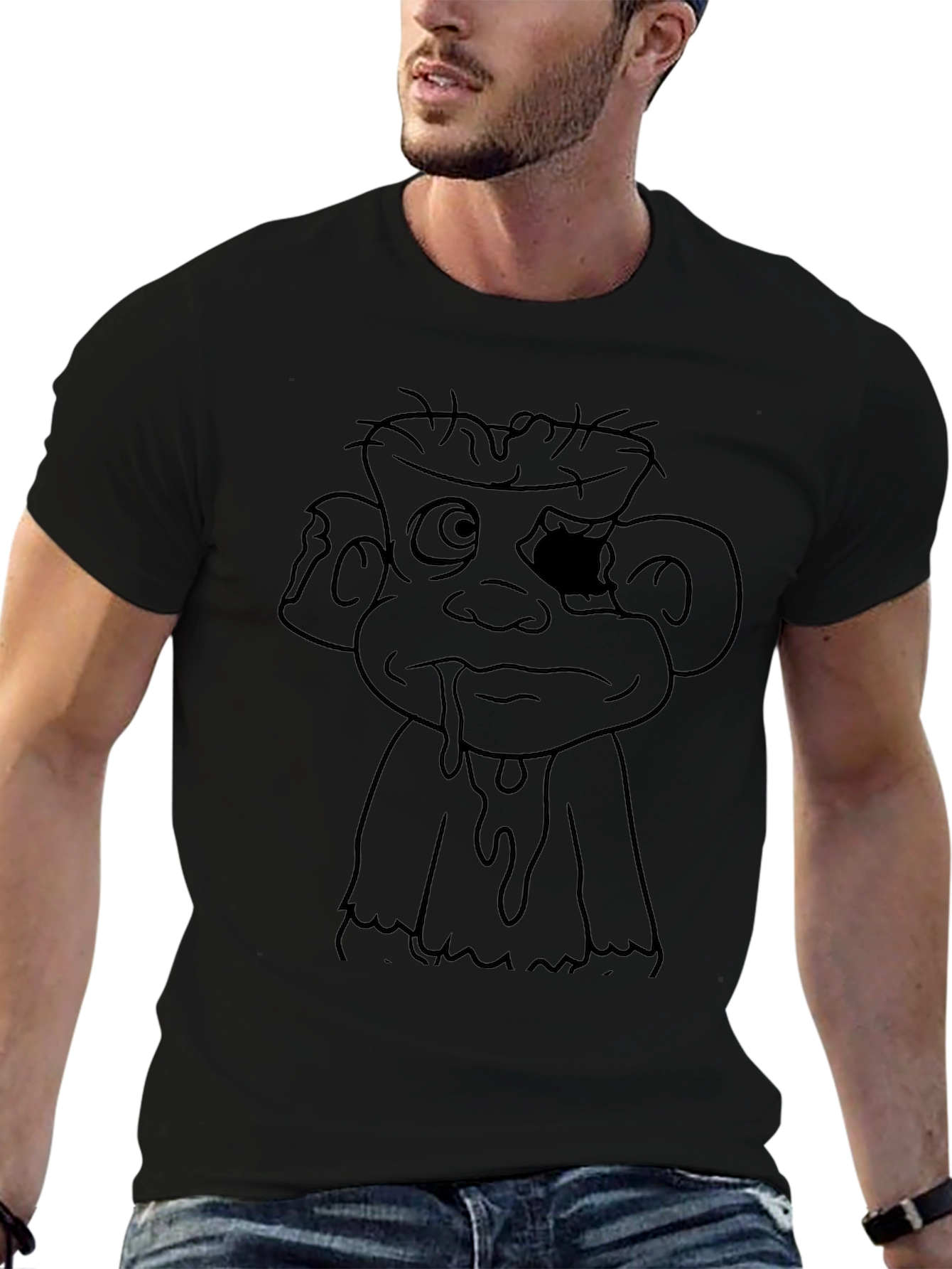 Zombie Cartoon Graphic Black T-Shirt