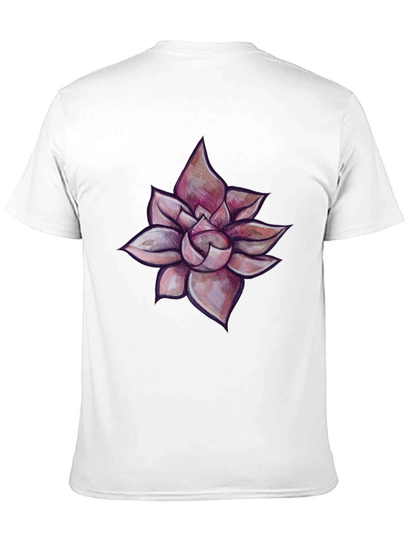 Black T-Shirt with Succulent Design