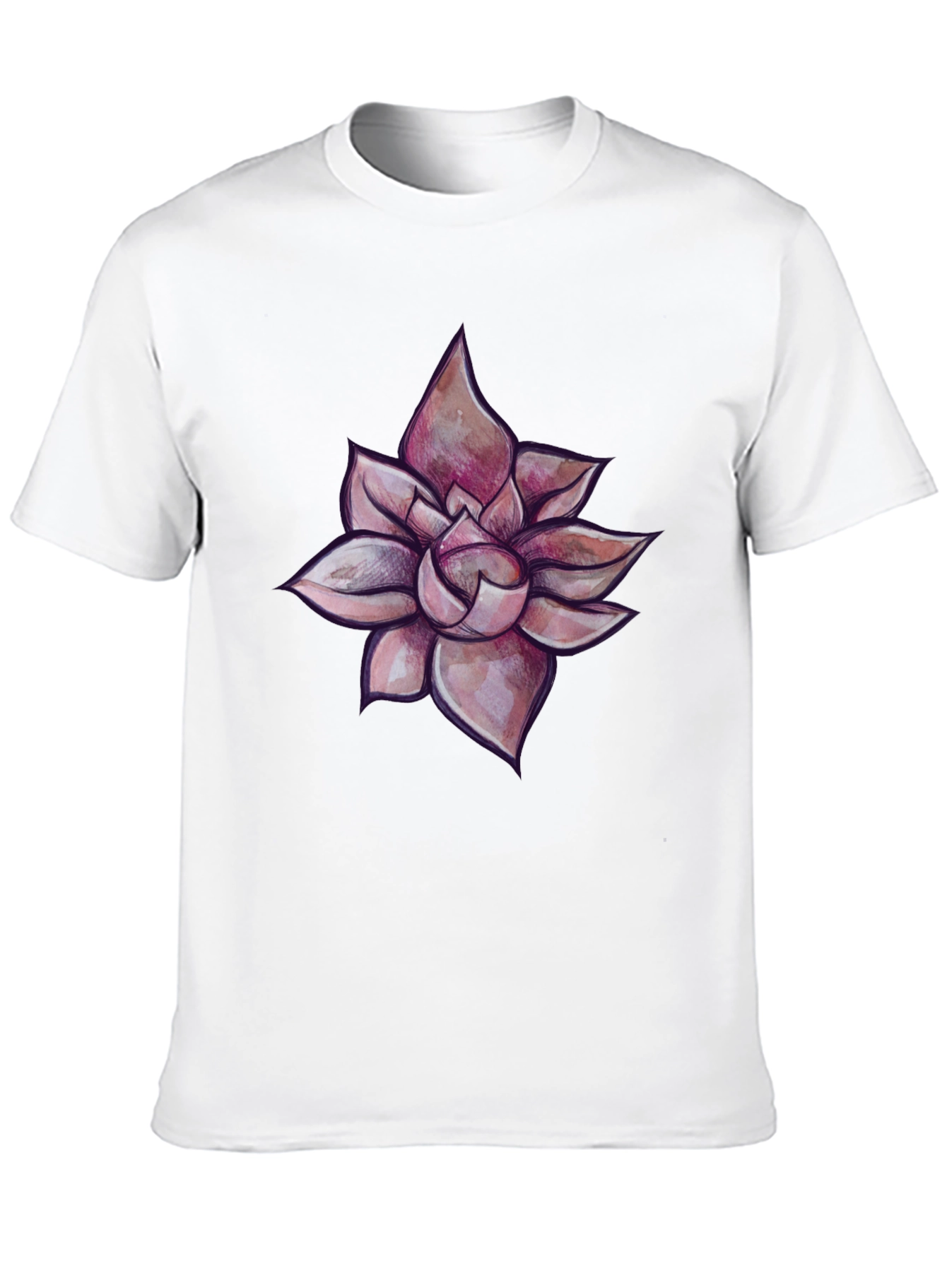 Black T-Shirt with Succulent Design