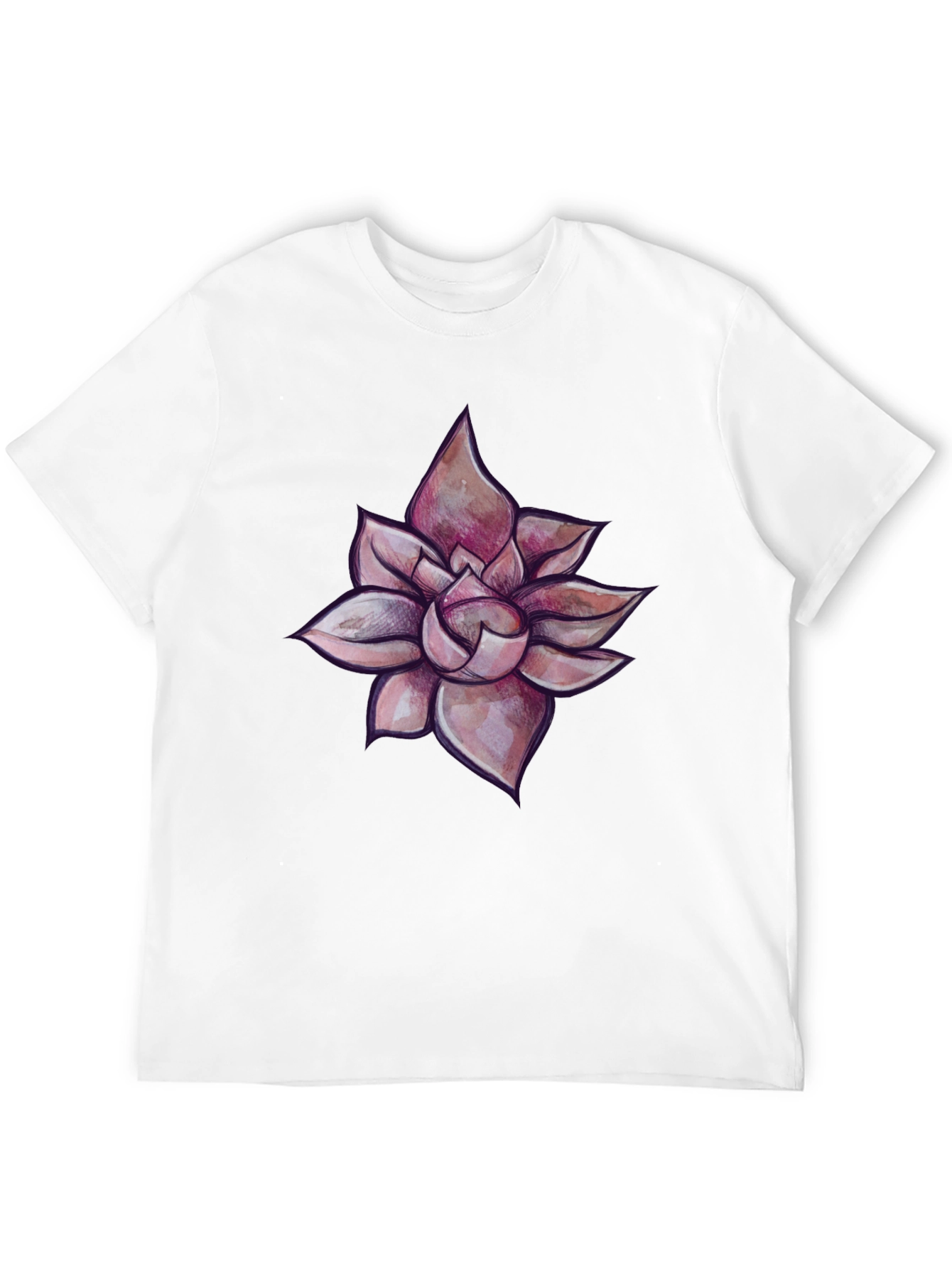 Black T-Shirt with Succulent Design