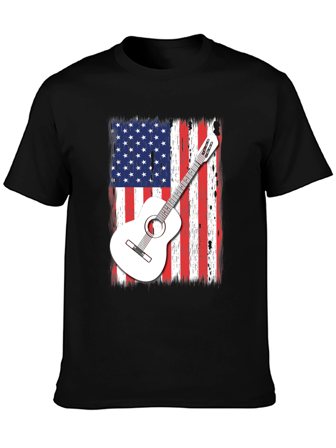 USA Flag Guitar Graphic T-Shirt