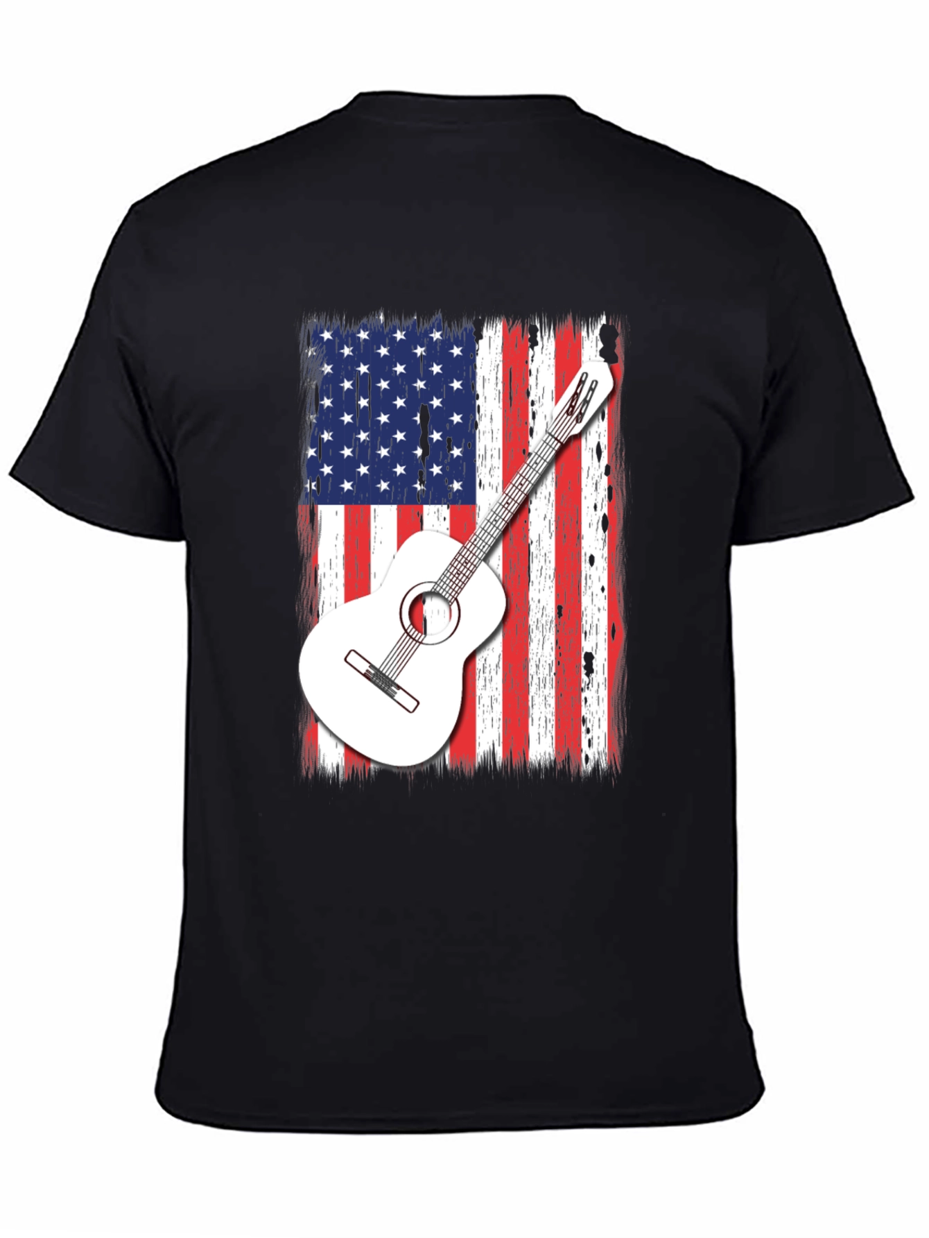USA Flag Guitar Graphic T-Shirt