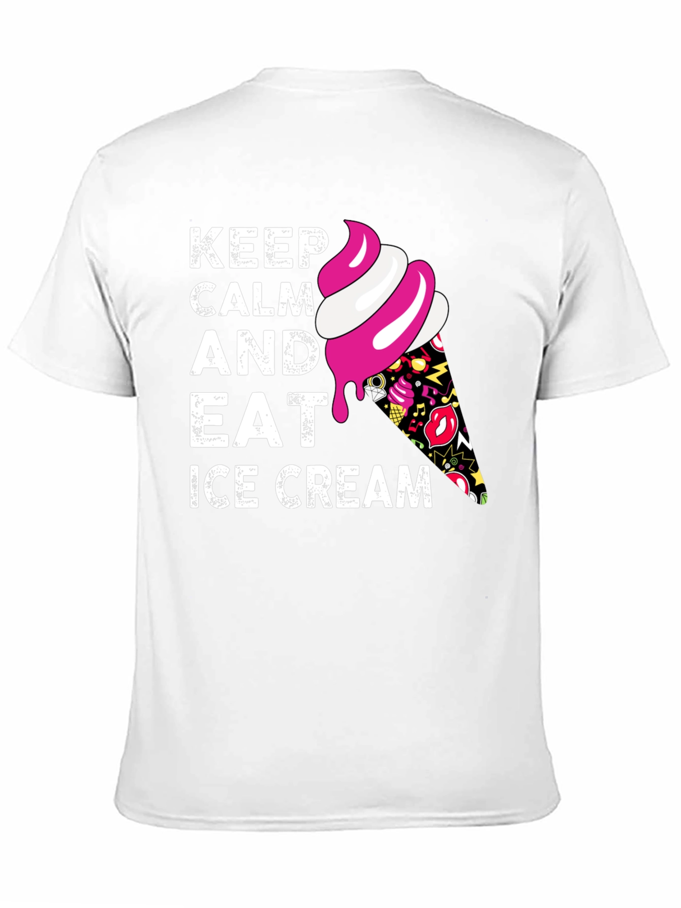 Keep Calm and Eat Ice Cream Black T-Shirt