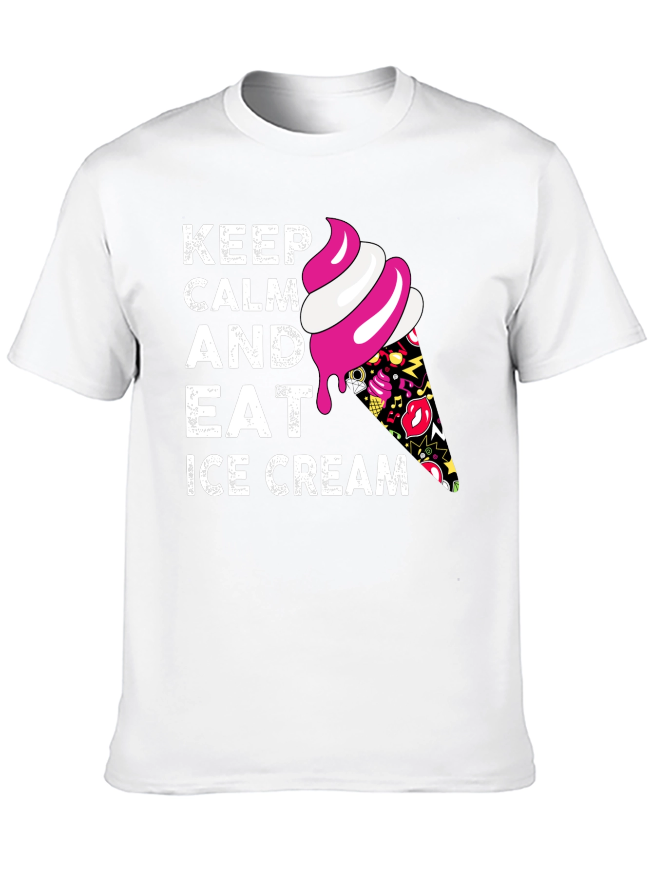 Keep Calm and Eat Ice Cream Black T-Shirt