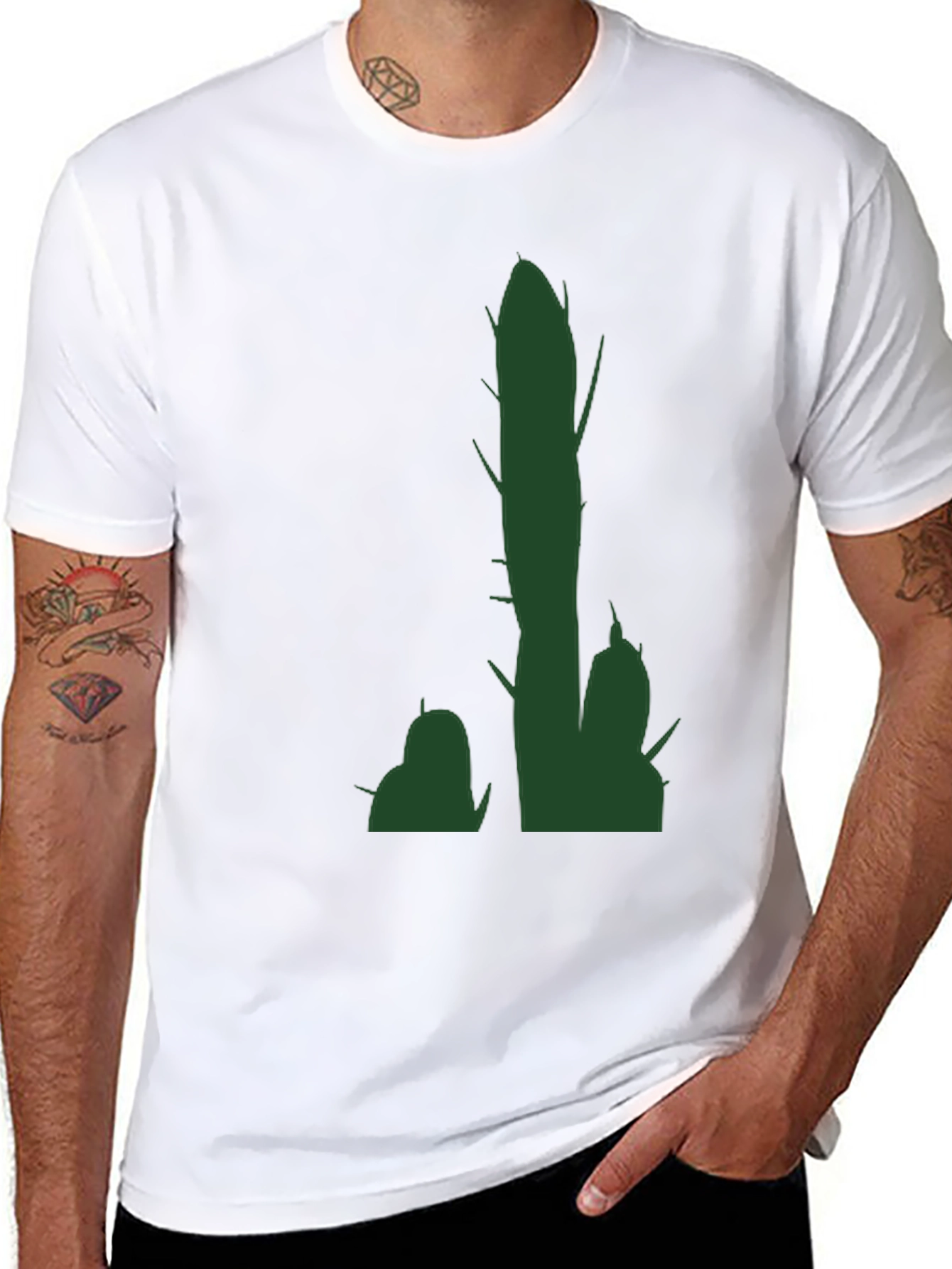 Cactus Graphic Tee - Trendy Mens Black T-Shirt