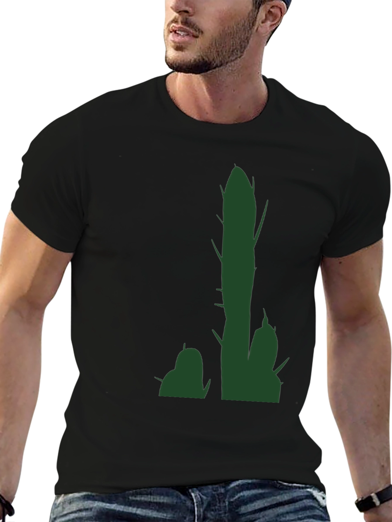 Cactus Graphic Tee - Trendy Mens Black T-Shirt