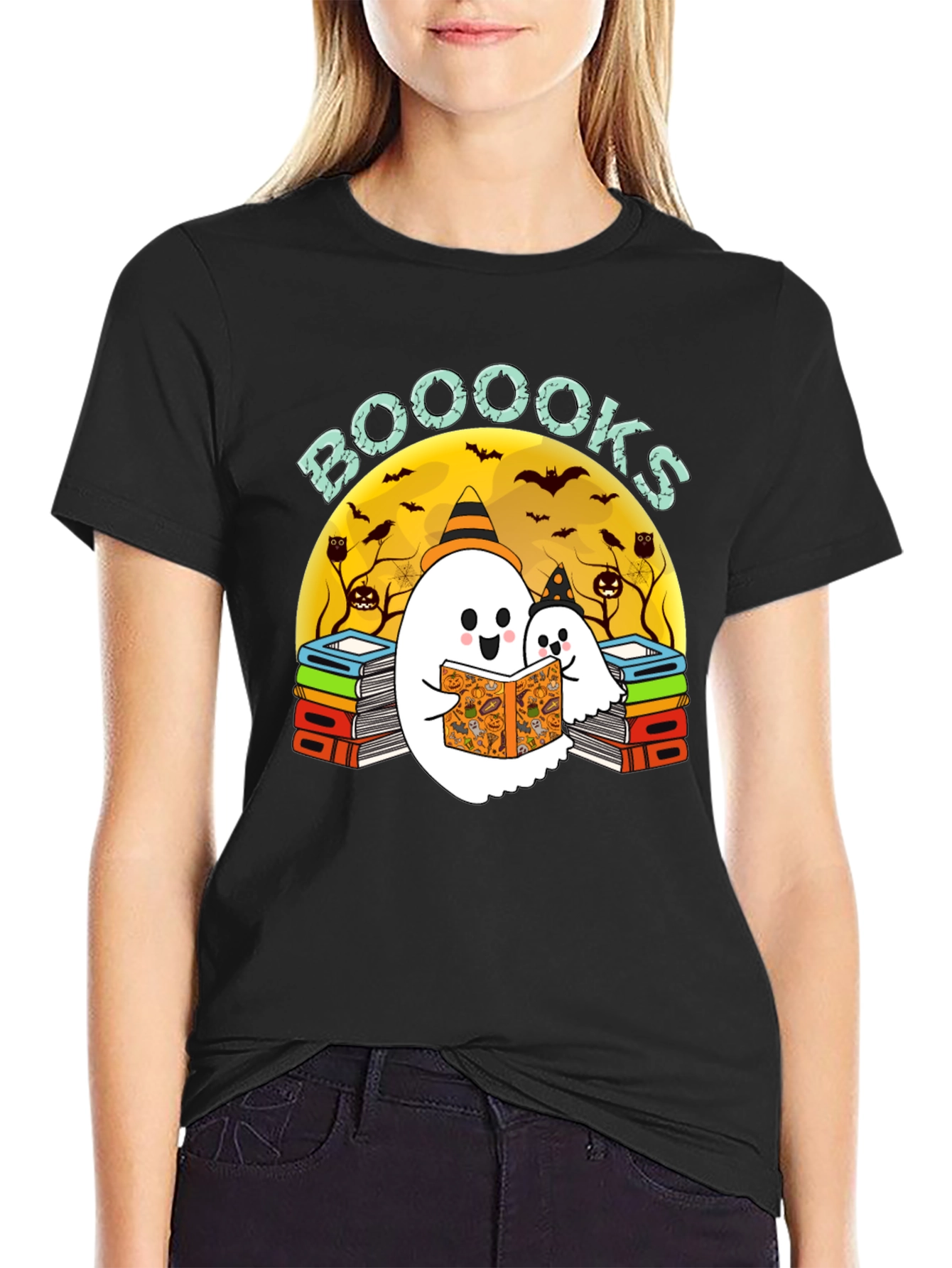 Booooks Halloween Ghost Reader T-Shirt