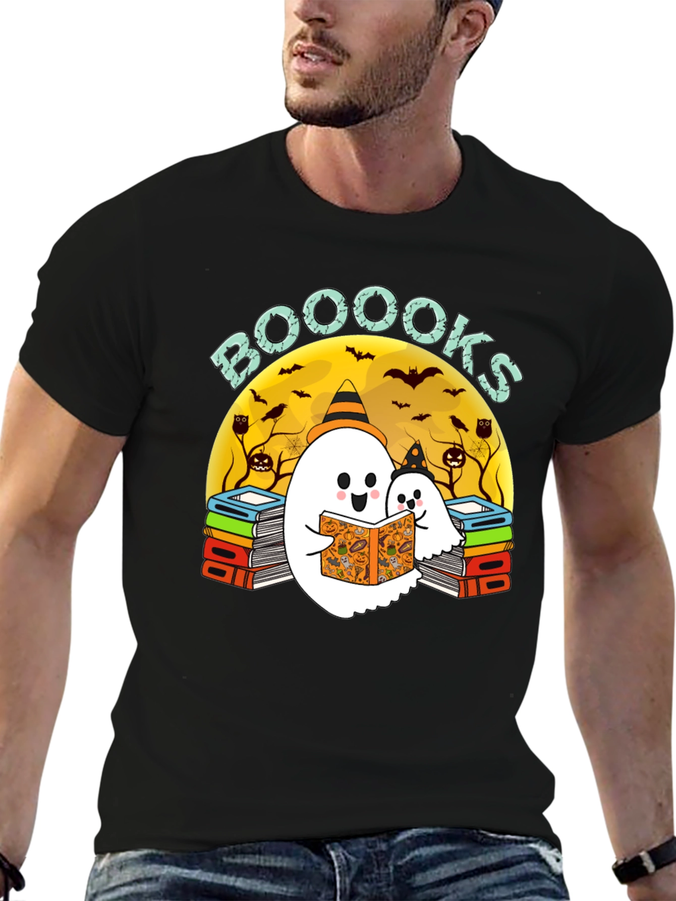 Booooks Halloween Ghost Reader T-Shirt