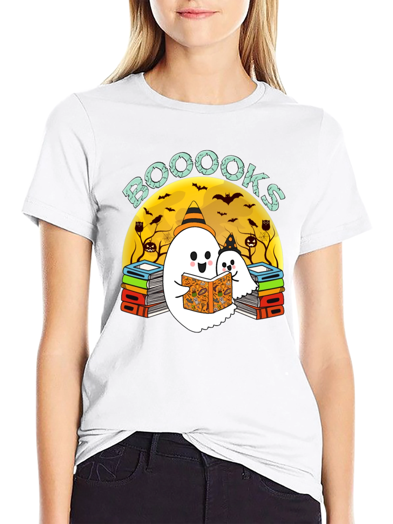 Booooks Halloween Ghost Reader T-Shirt