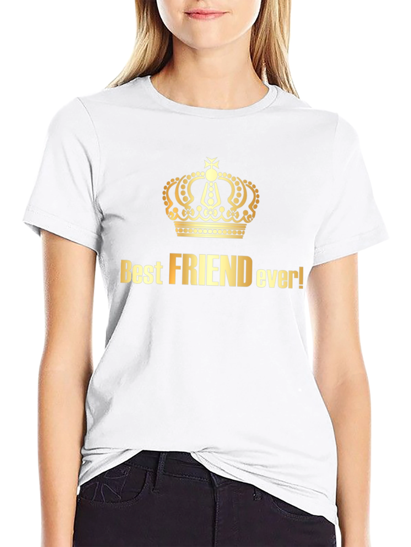 Best Friend Ever Crown Graphic Tee - Black