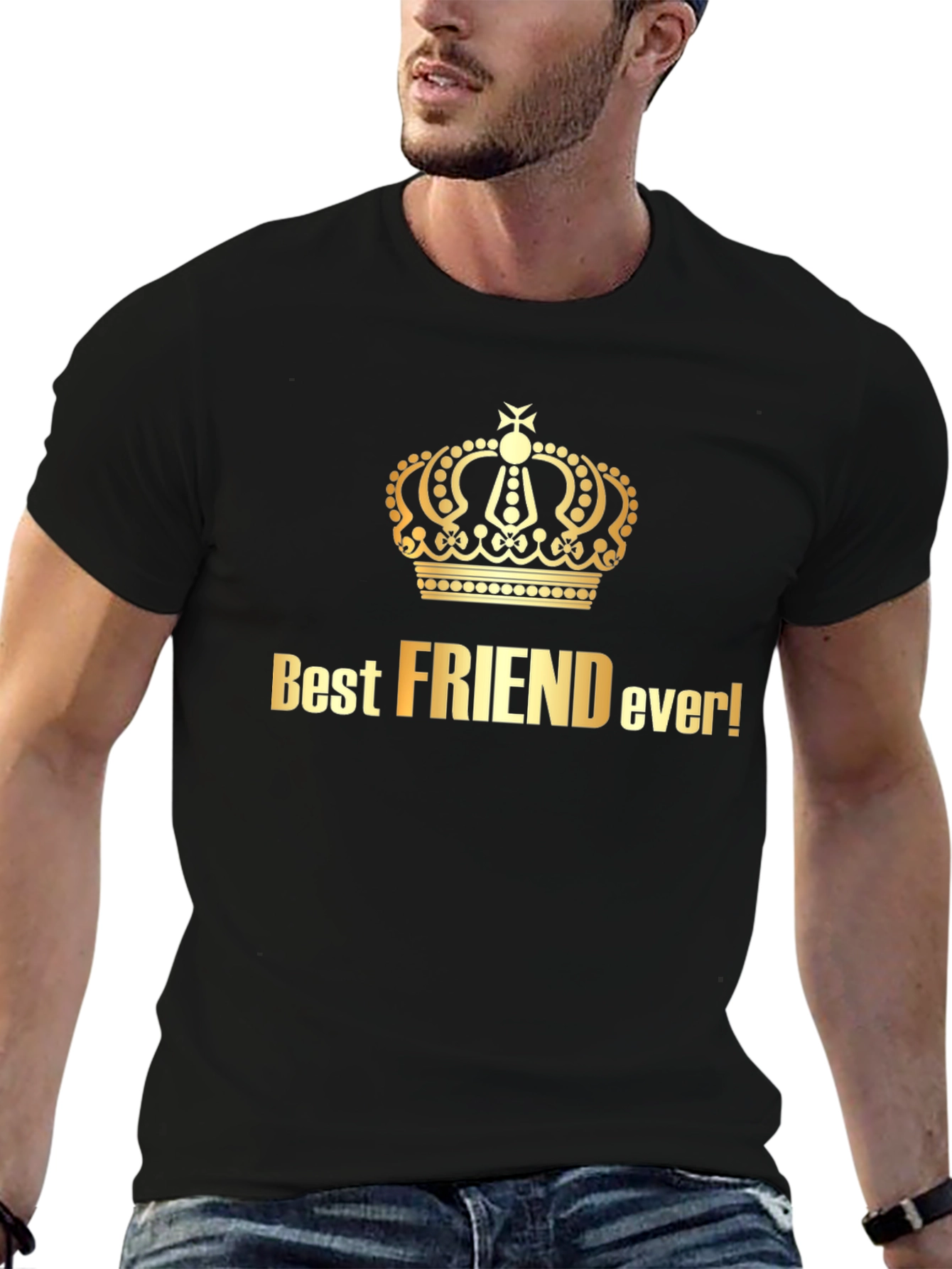 Best Friend Ever Crown Graphic Tee - Black