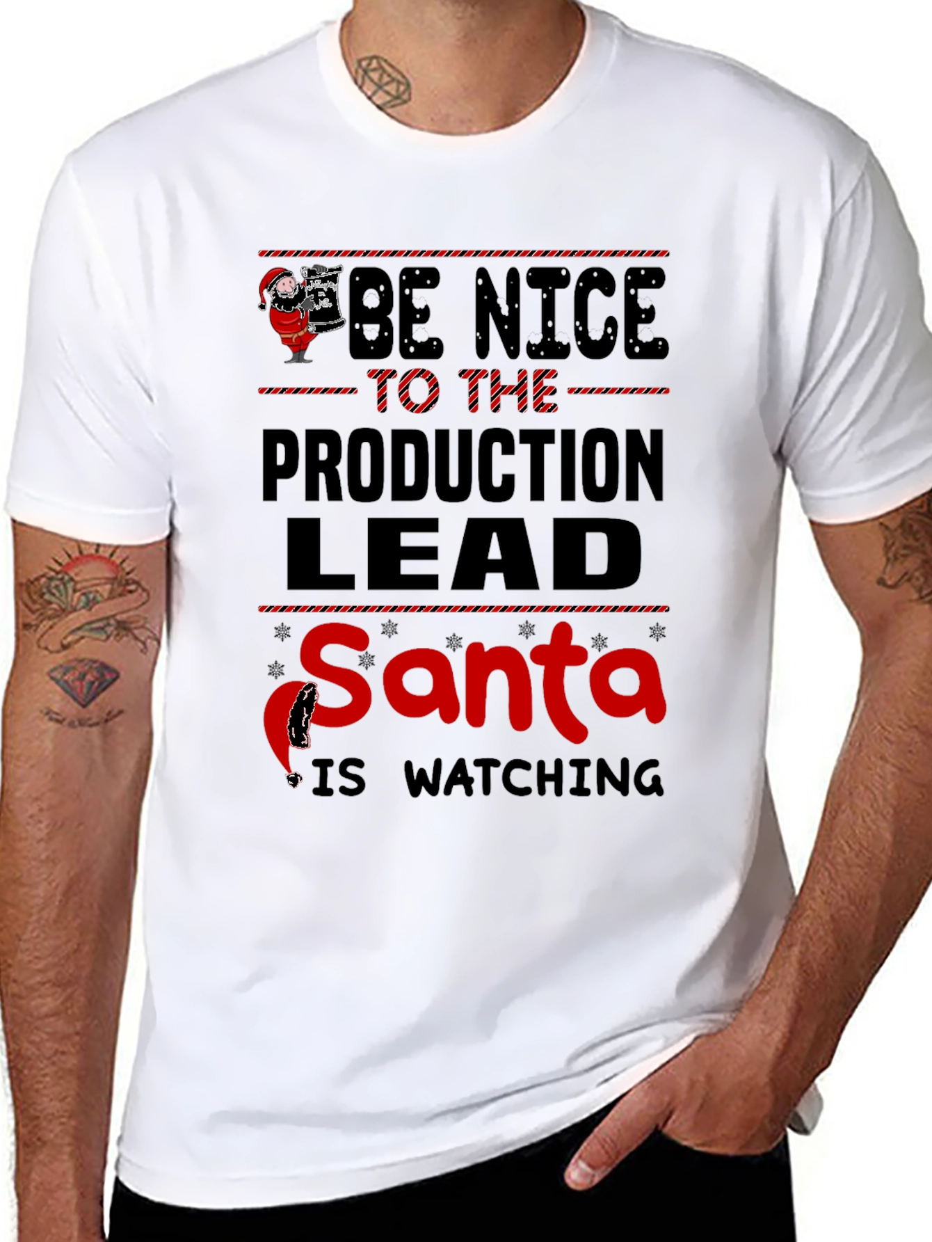Be Nice to the Production Lead Santa T-Shirt